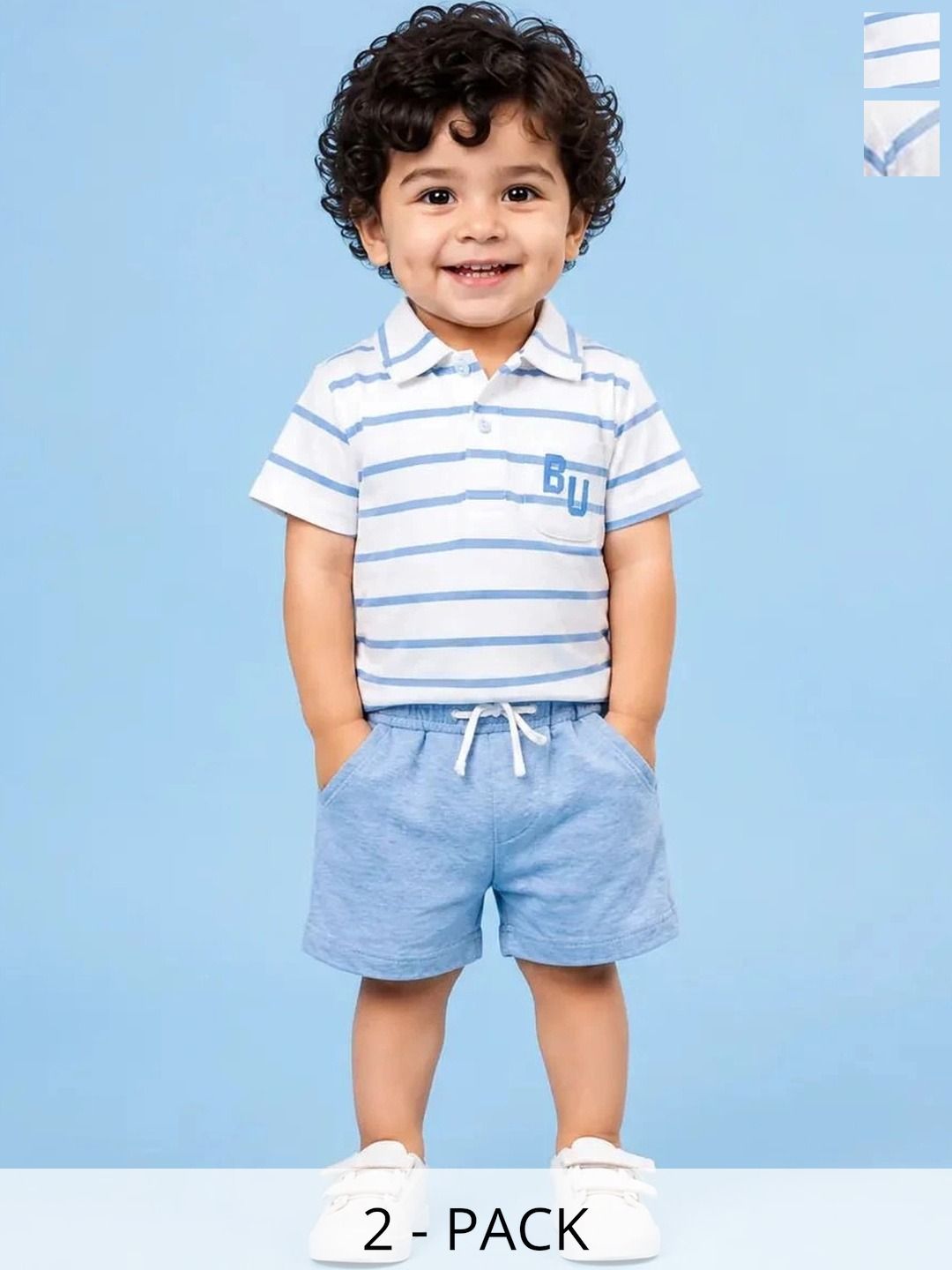 Bloomup Boys Striped T-shirt with Shorts-picture-18