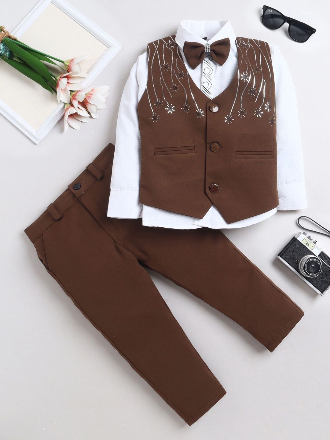 Miss & Chief Boys Self Design Collarless Single-Breasted Three-Piece Suit-picture-21