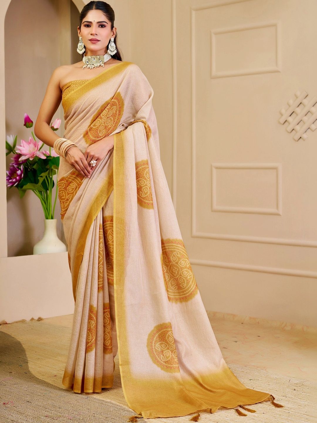Sangria Bandhani Zari Silk Cotton Bandhani Saree-picture-14