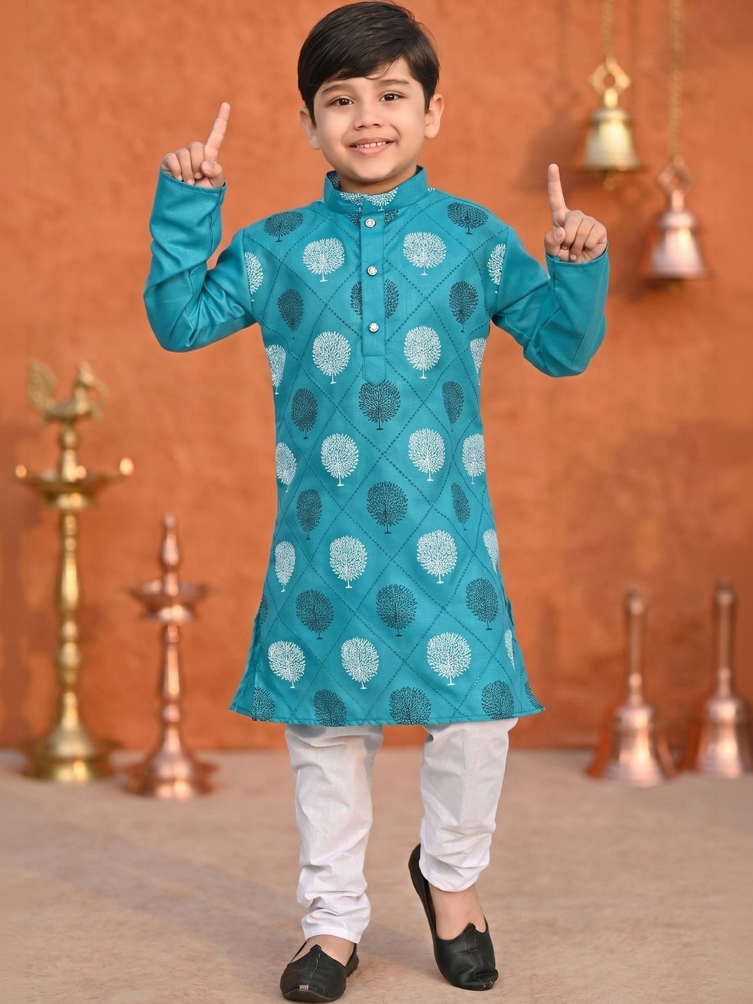 AHLAN APPARELS Boys Ethnic Motifs Printed Regular Kurta with Pyjamas-picture-13
