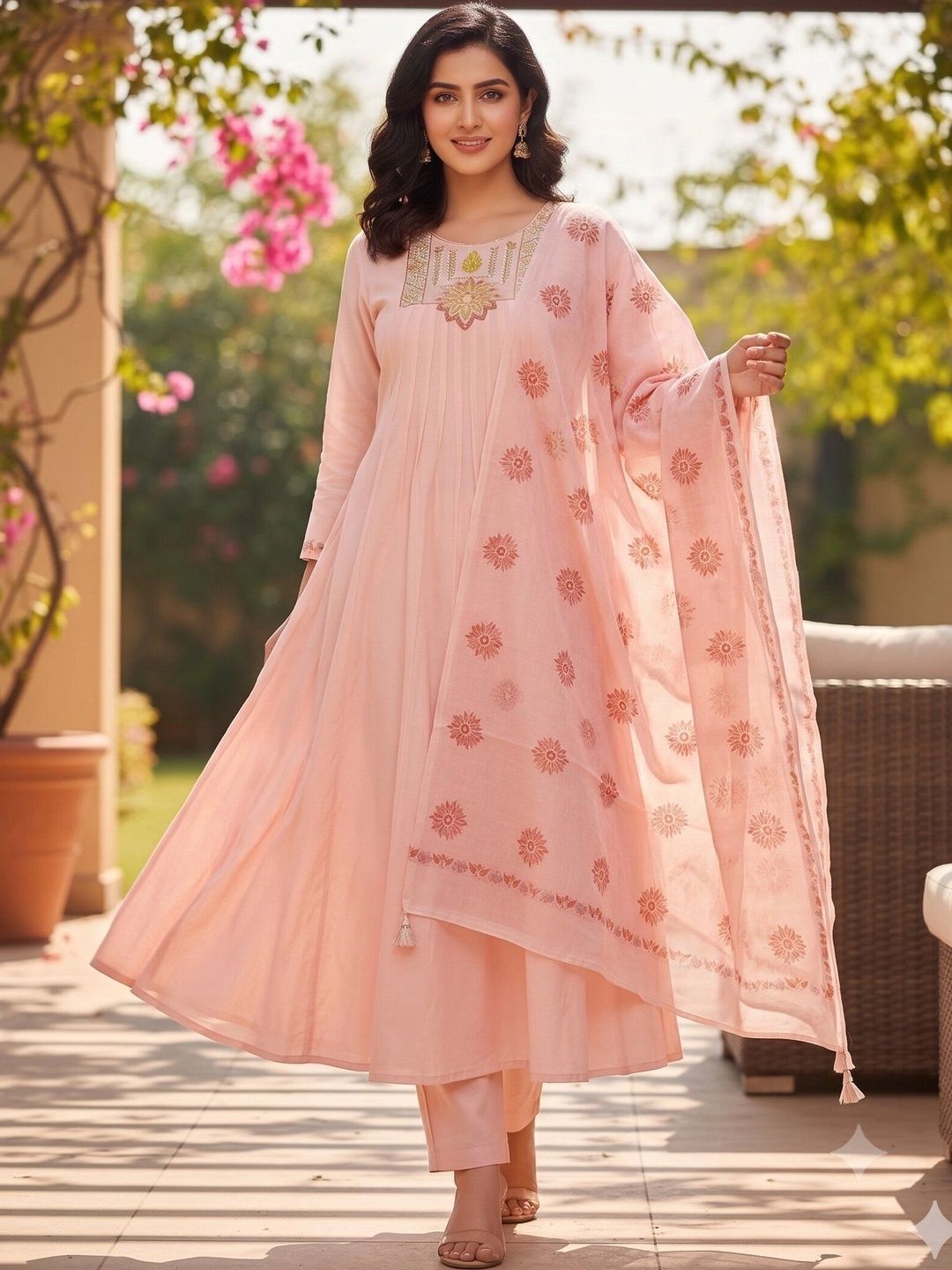 DEV DESIGNER Women Ethnic Motifs Embroidered Empire Thread Work Kurta with Trousers & With Dupatta-picture-22