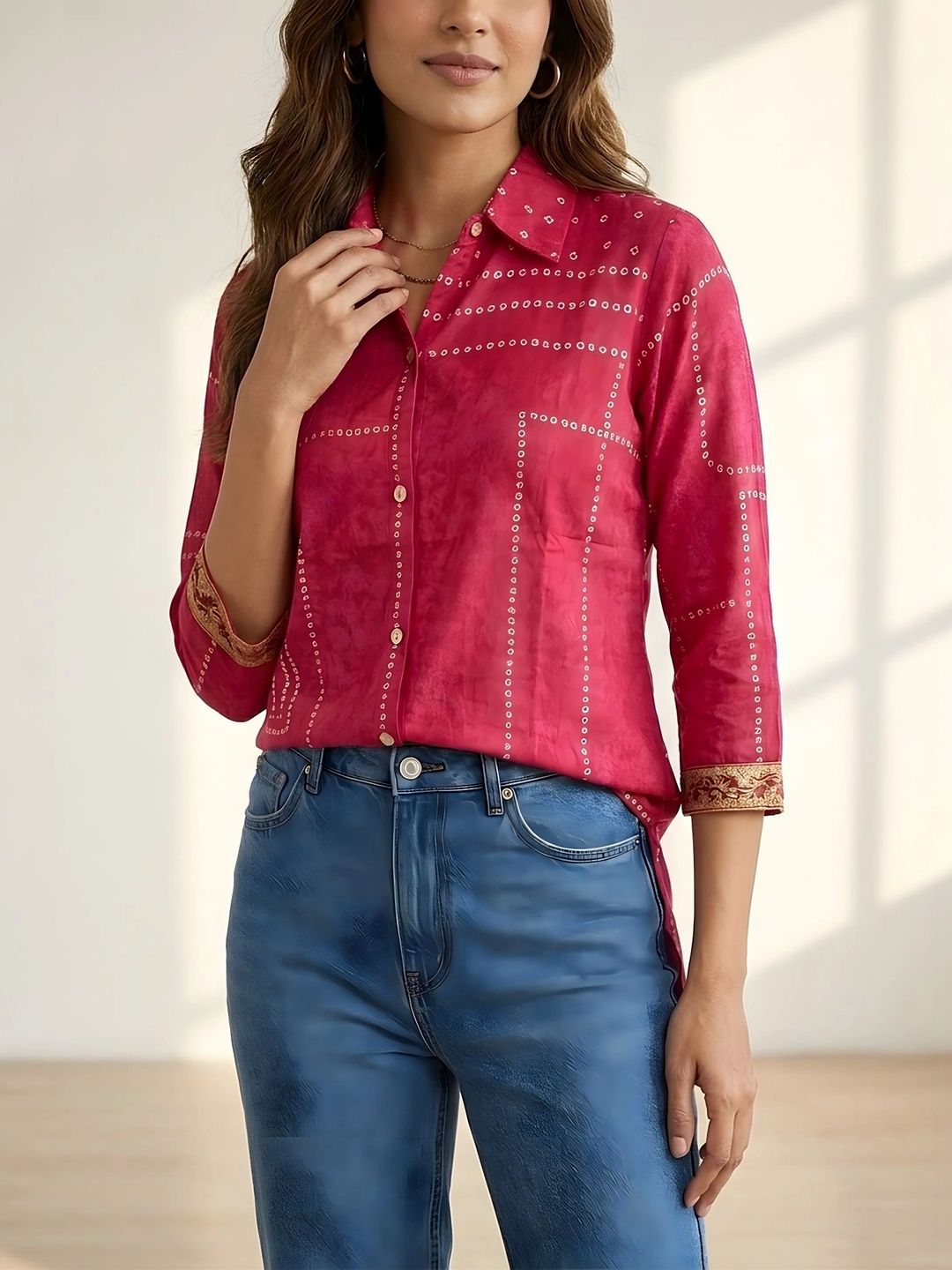 Banwaree Print Ethnic Crepe Shirt Style Top-picture-18
