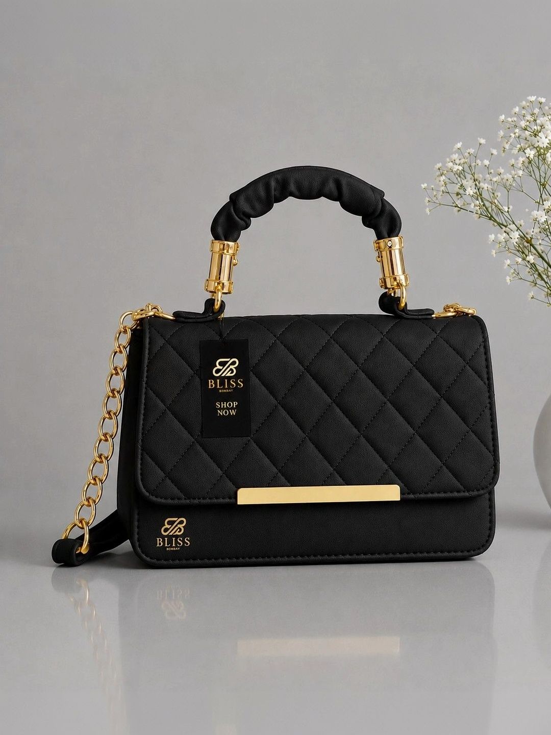BLISS BOMBAY Women PU Structured Handheld Bag with Quilted-picture-37