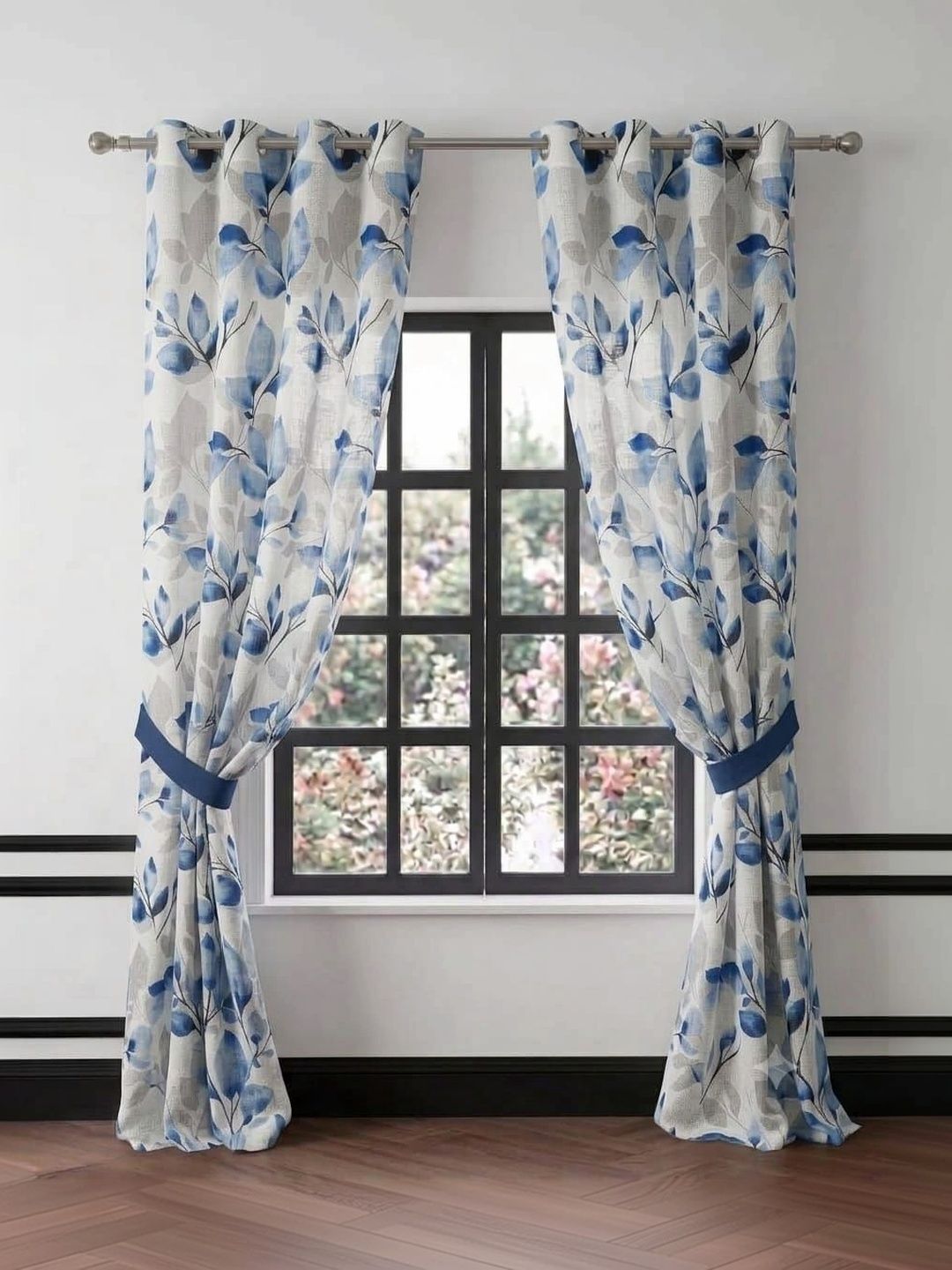 KANUM Blue Set of 2 Floral Door Curtain-picture-15
