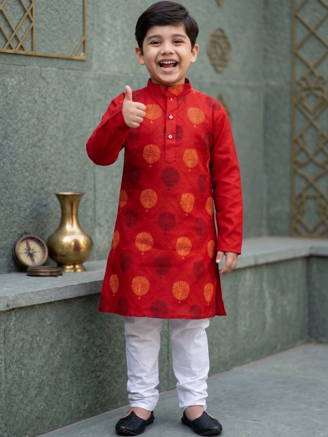 Cae Boys Ethnic Motifs Printed Regular Kurta with Pyjamas-image-22