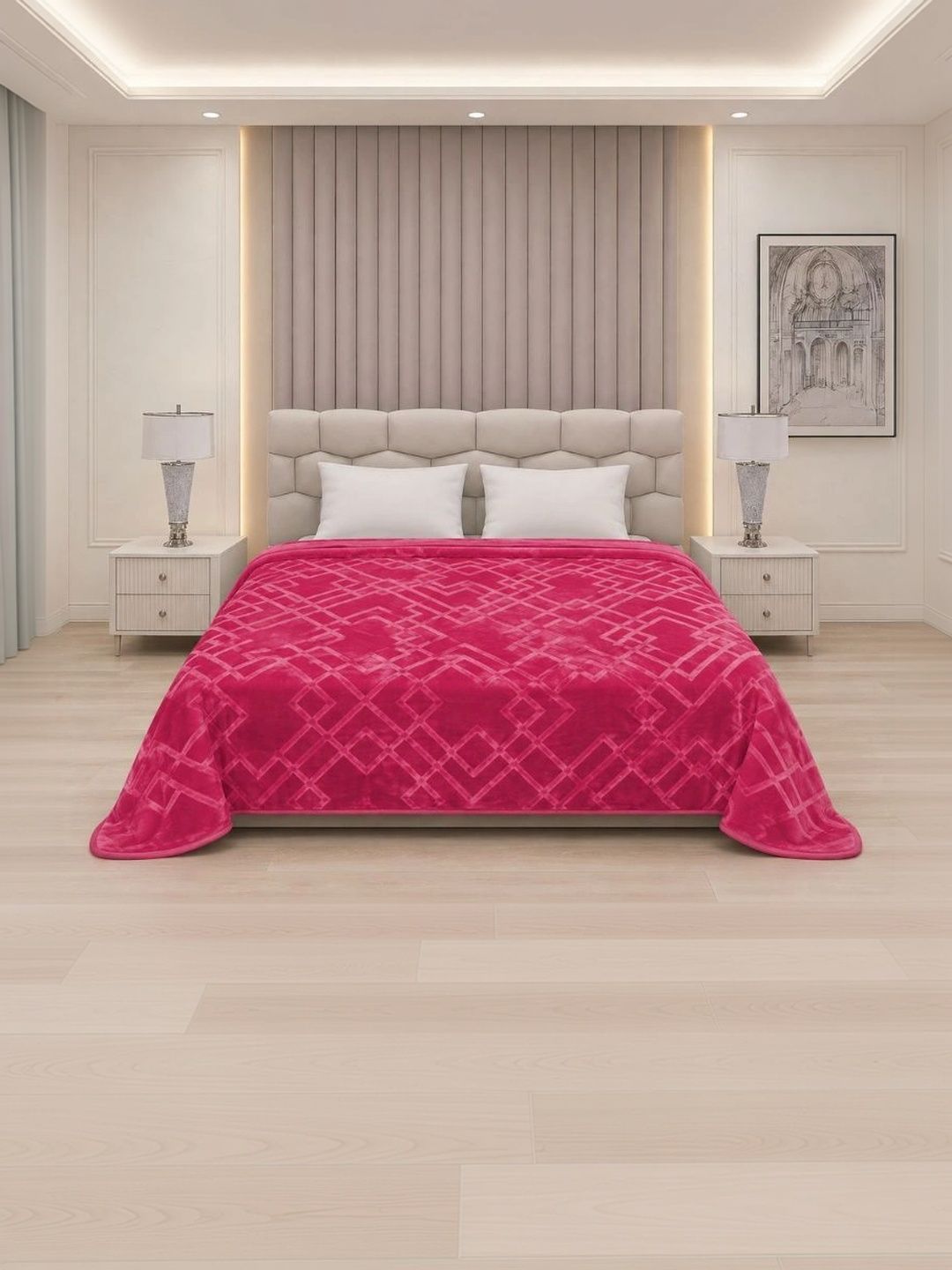 Signature Pink Geometric Mild Winter 600 GSM Blanket-picture-55
