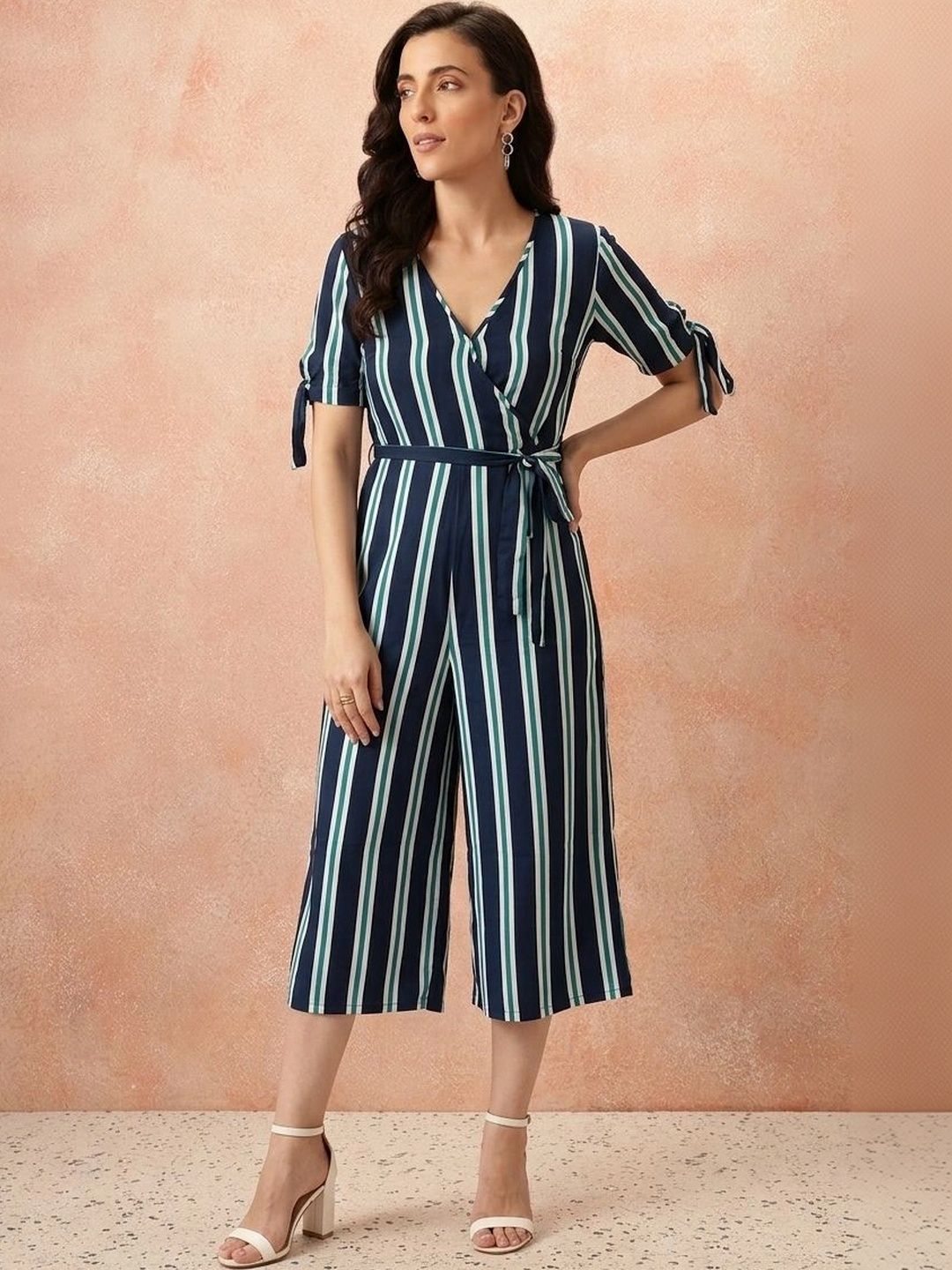 all about you Striped Flared Sleeve Crepe Fit & Flare Midi Dress-picture-16