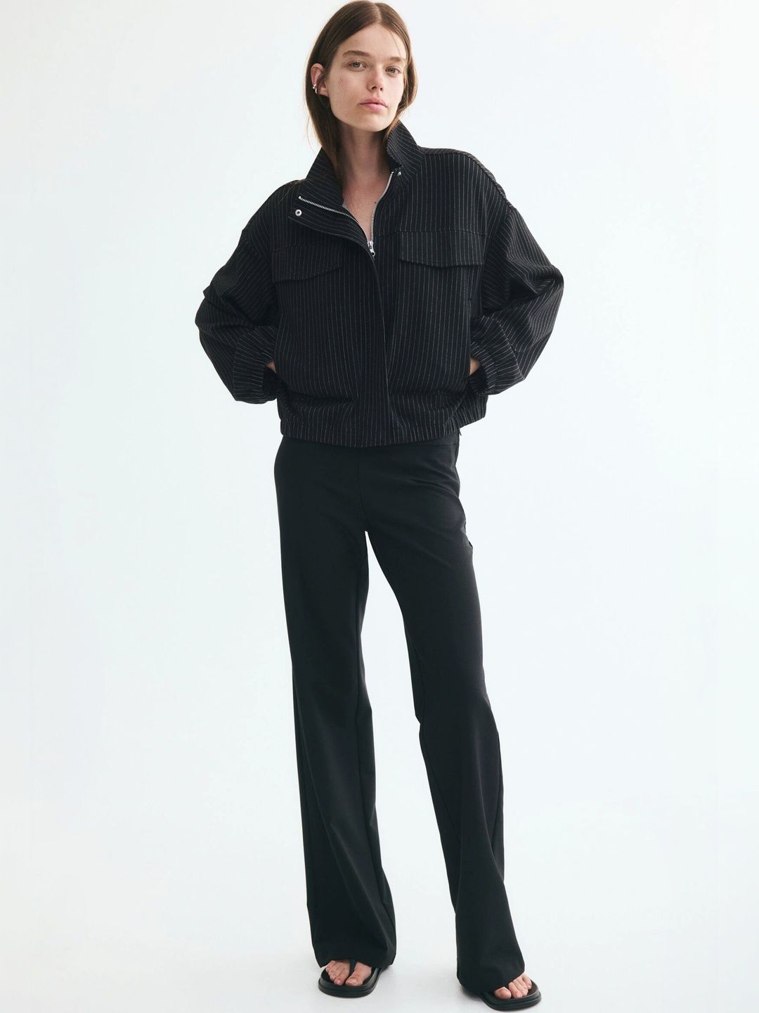 H&M Women Striped Open Front Jacket-picture-34