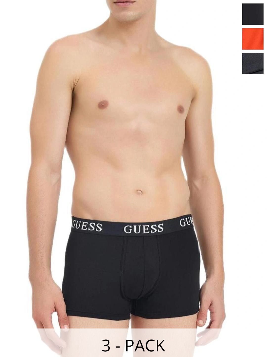 GUESS Pack of 3 Cotton Assorted Solid Trunks-picture-42