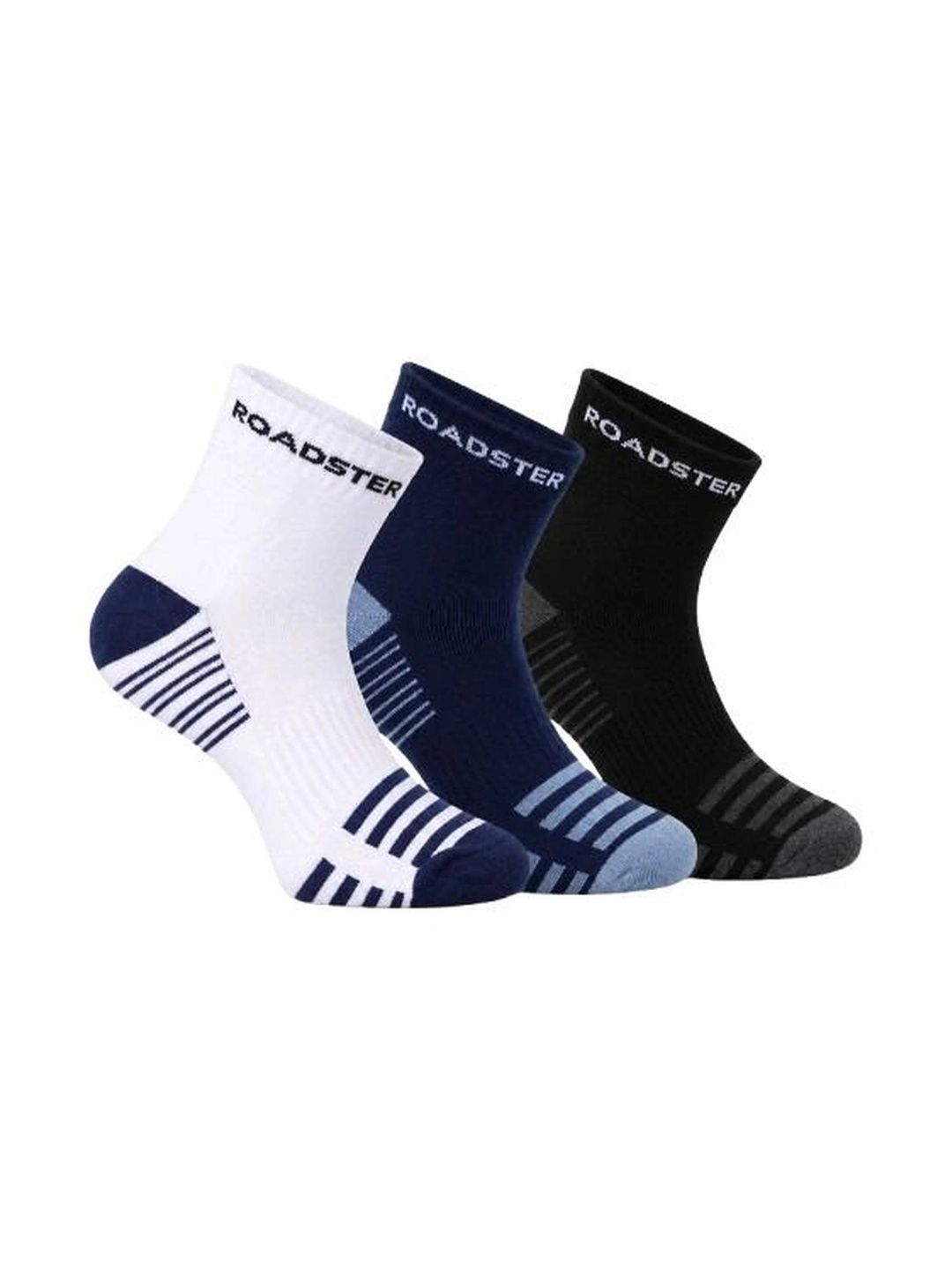 Roadster Men Pack of 3 Cotton Colourblocked Above Ankle Socks-picture-32