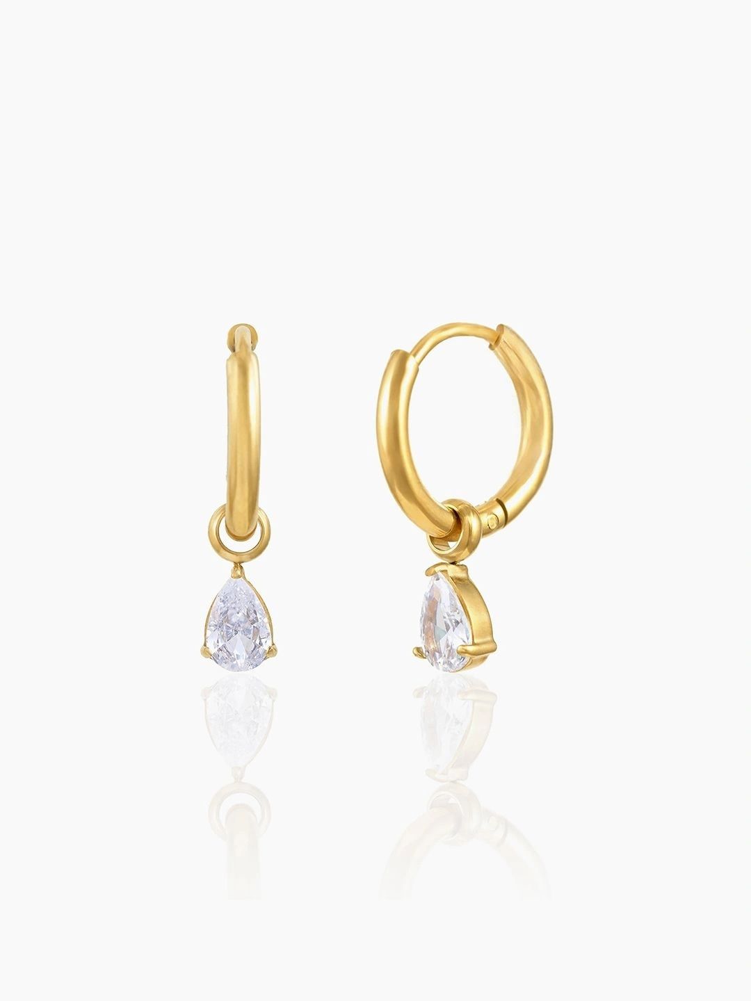 SWASHAA Teardrop Shaped Hoop Earrings-image-35
