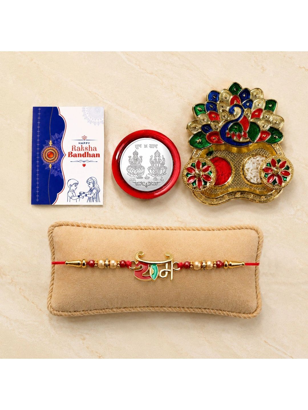 Myntra Elegant Homes Set of 6 Rakhi Gift Set With Silver Coin, Greeting Card & Roli Chawal-picture-40