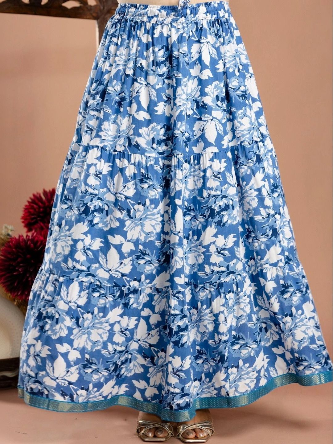 HIMCARE Women Floral Maxi Tiered Skirt-picture-13