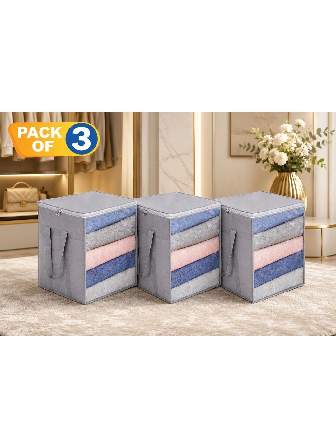 AMAK INC Grey Set of 3 Reusable Multi-Utility Organisers-picture-20