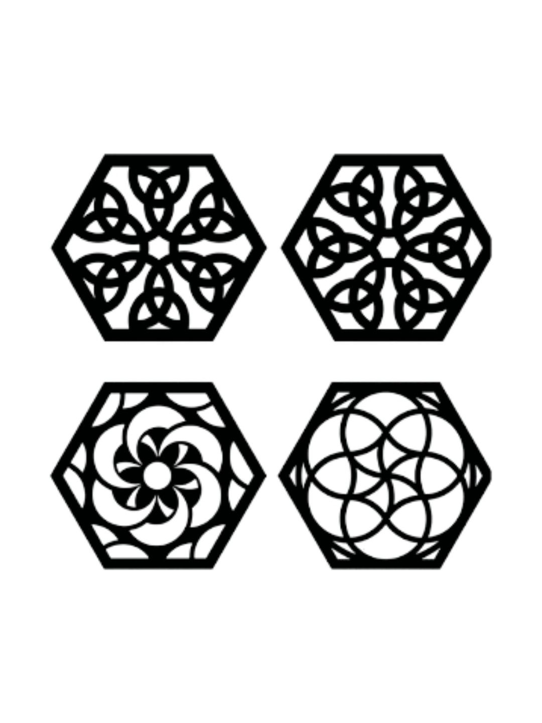 MECC 4Pcs Black Hexagonal Geometric Handcrafted Wall Hangings-image-8