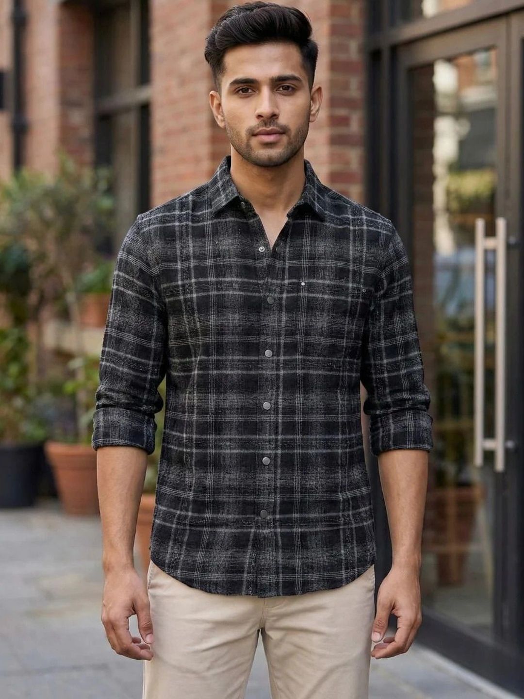 KAPDASALE Men Slim Fit Checked Casual Shirt-picture-44