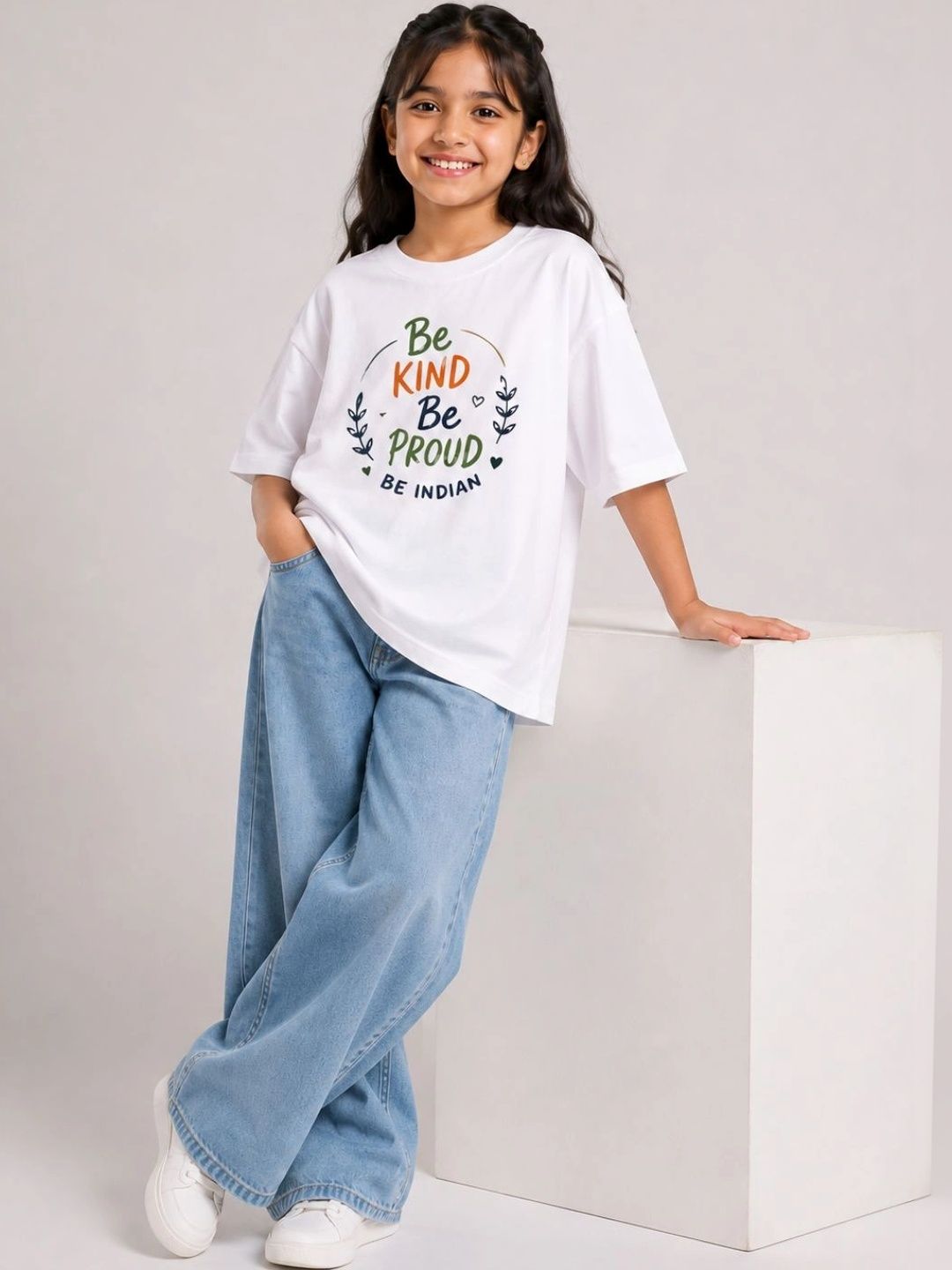 YAK YAK Girls Typography Printed Pure Cotton T-shirt-picture-12