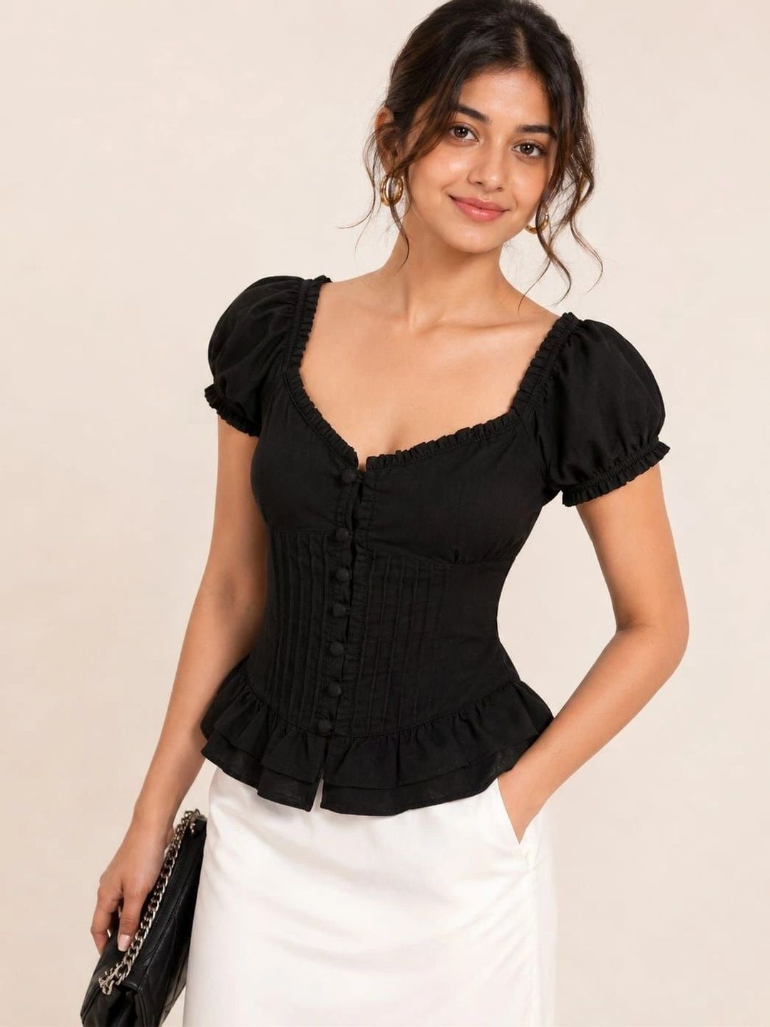 Youtiqueindia Puff Sleeve Peplum Top-picture-31