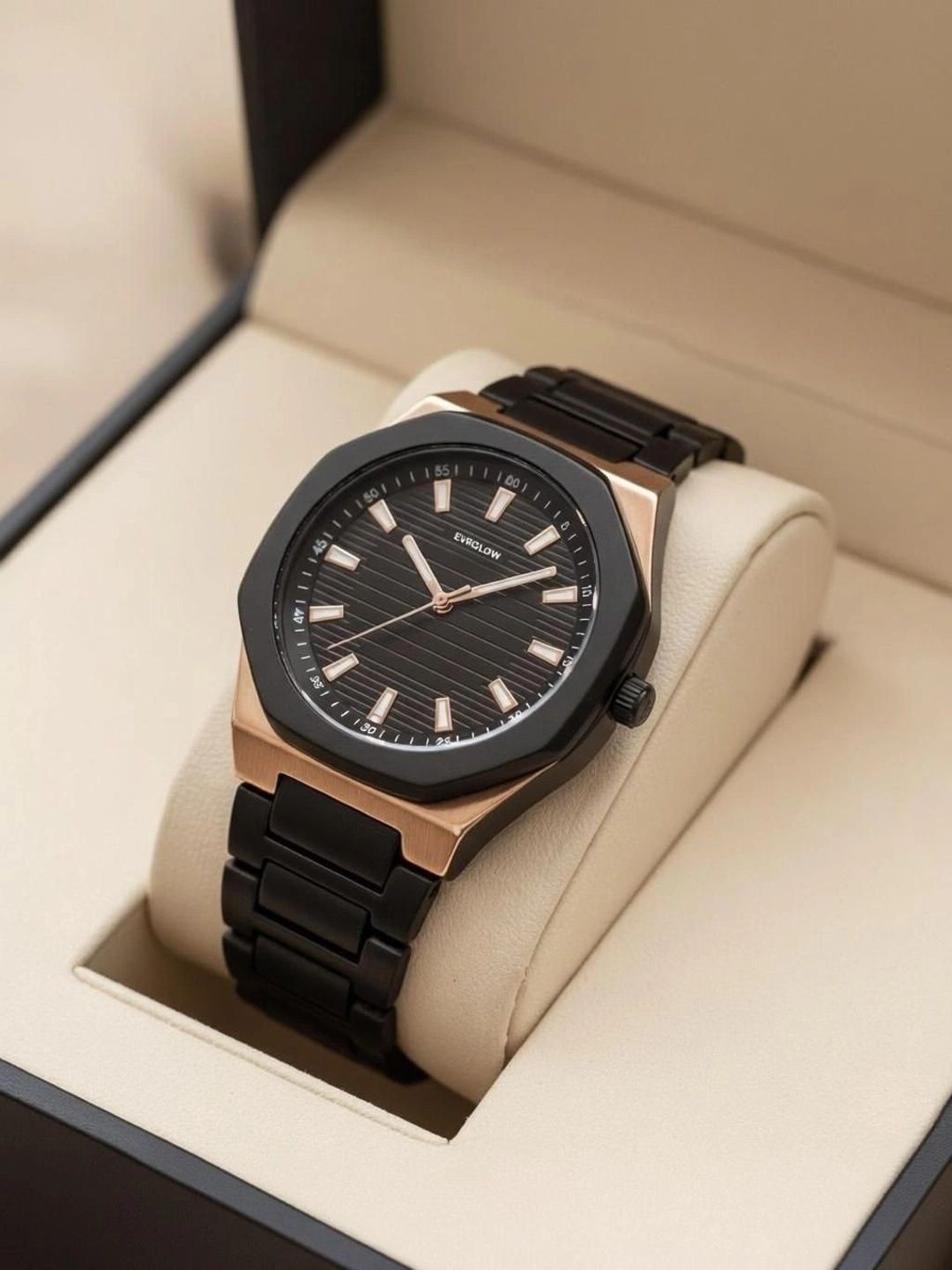 EVRGLOW Men Dial & Stainless Steel Bracelet Style Straps Analogue Watch EVM-35-BLACK-picture-20