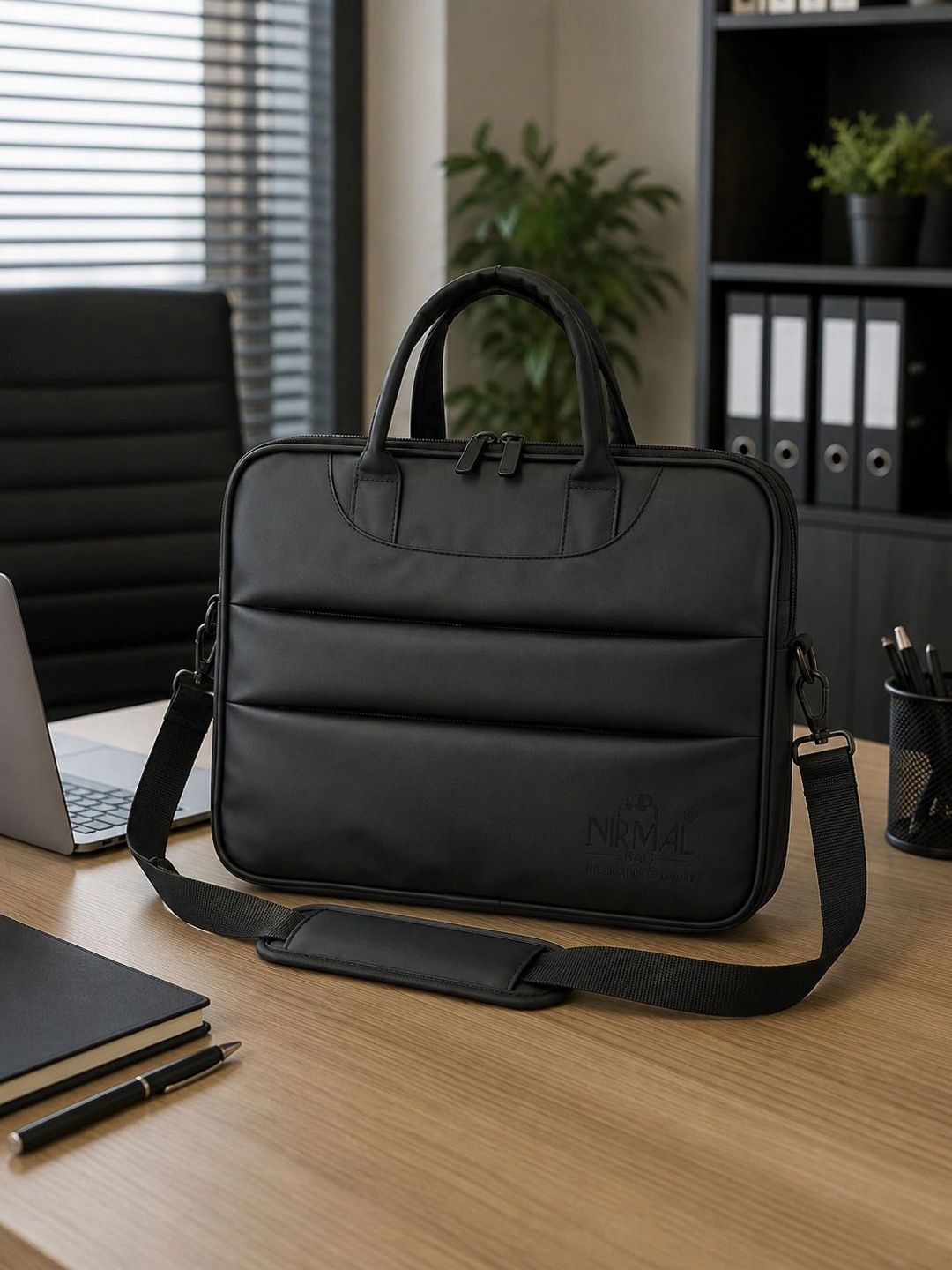 NIRMAL BAG Men Textured Laptop Bag-image-4