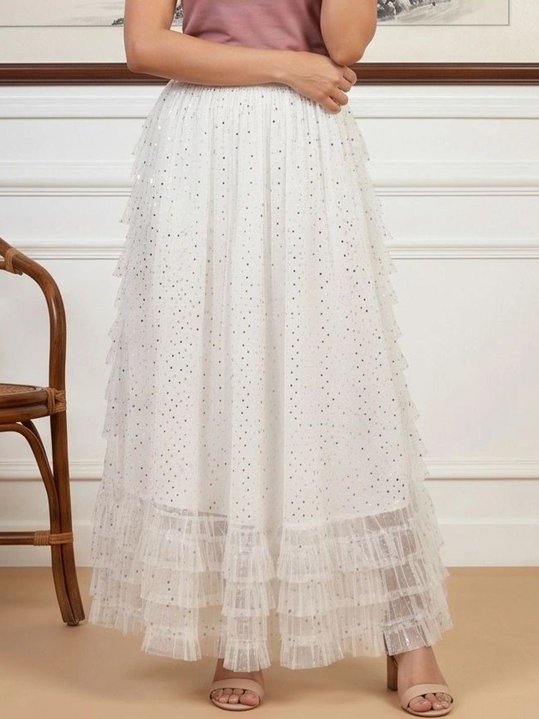 MASK Women Embellished Tiered Maxi Tiered Skirt-picture-12