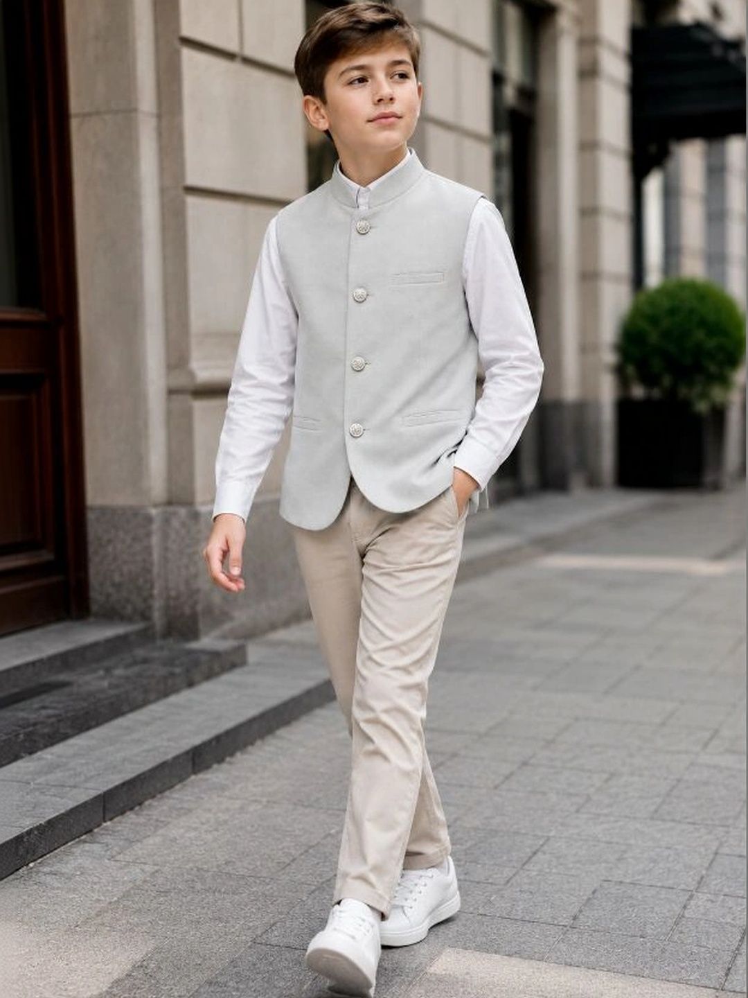 Sparklepop Boys Mandarin-Collar Woven Nehru Jackets-picture-49