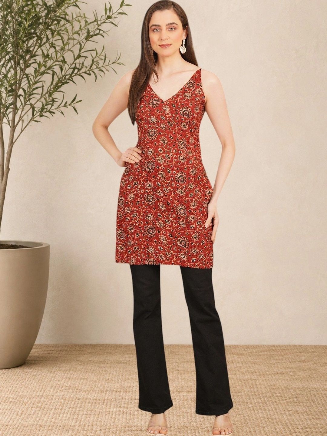 Sangria Print Ethnic Cotton Blend Top-picture-37
