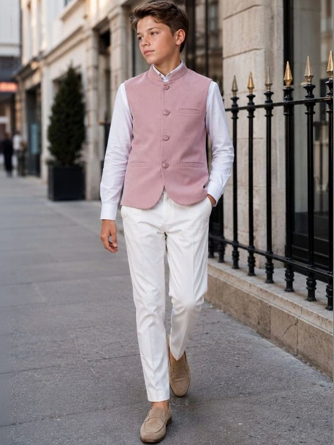 Sparklepop Boys Mandarin-Collar Woven Nehru Jackets-picture-47