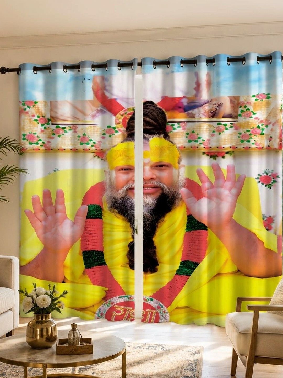 VRINDAKUL Multicoloured Set of 2 Sheer Long Door Curtain-picture-15
