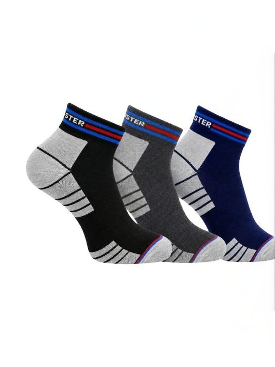 Roadster Men Pack of 3 Cotton Colourblocked Ankle Length Socks-picture-34