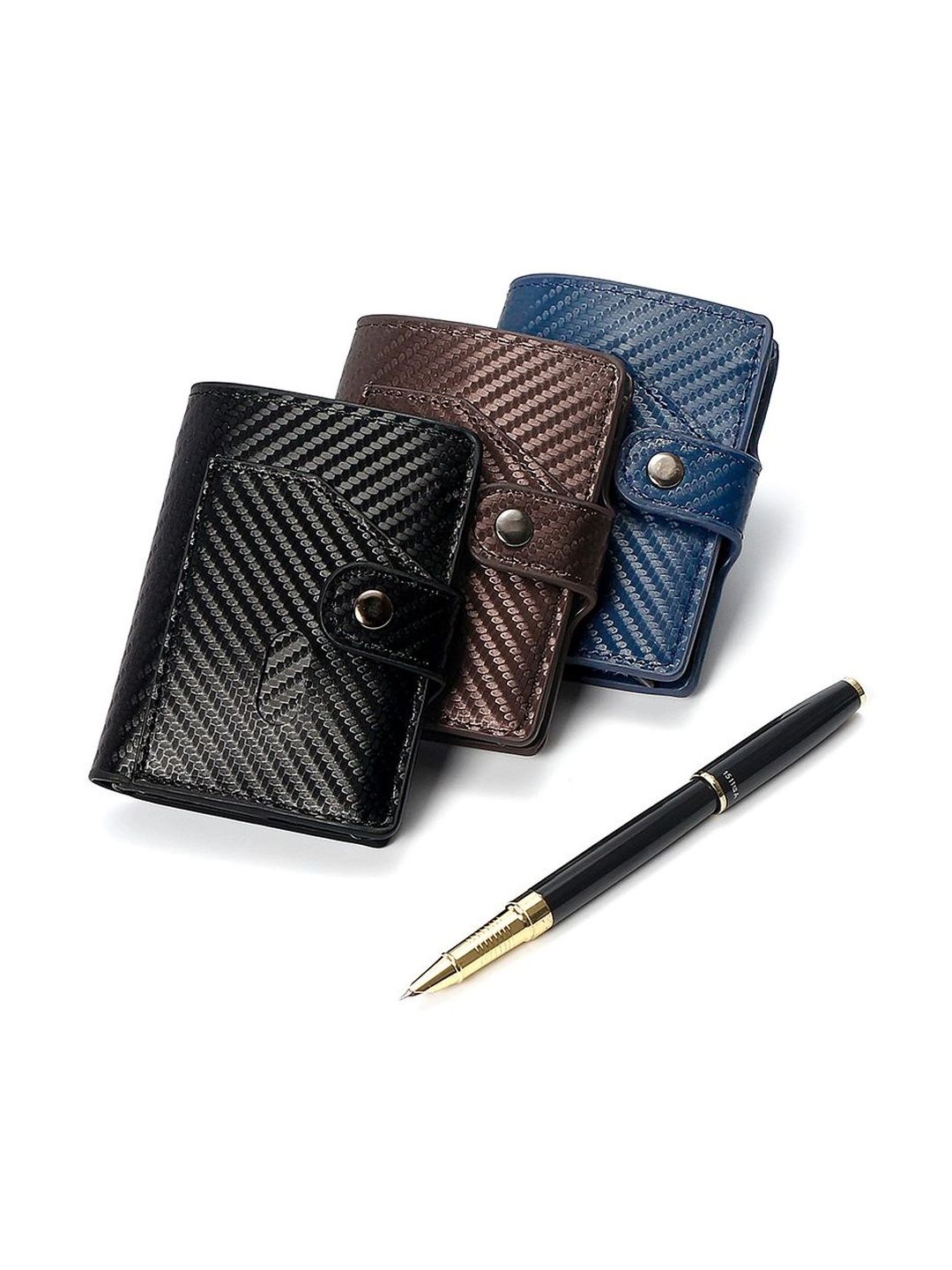 Bracevor Men Geometric Textured PU Card Holder-image-38