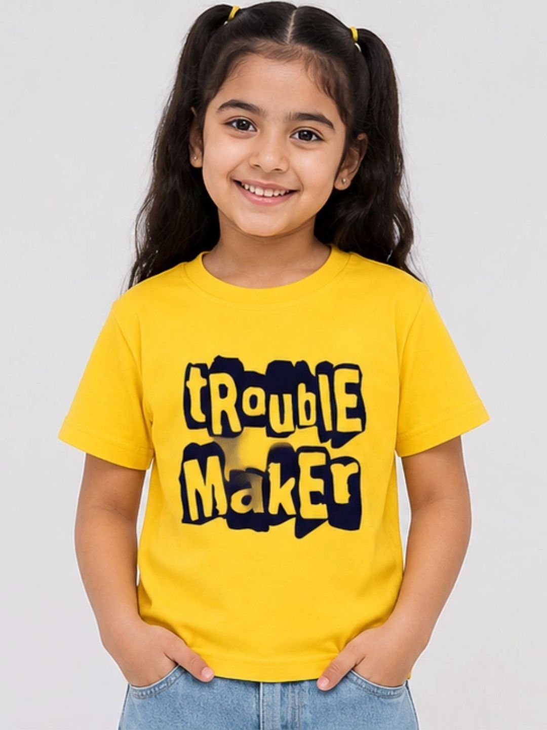 YAK YAK Girls Typography Printed Organic Cotton T-shirt-picture-36