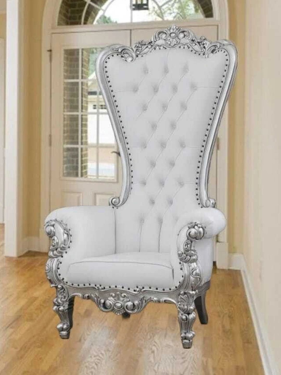 INDIAWOODMART White Wooden Lounge Chair-picture-11