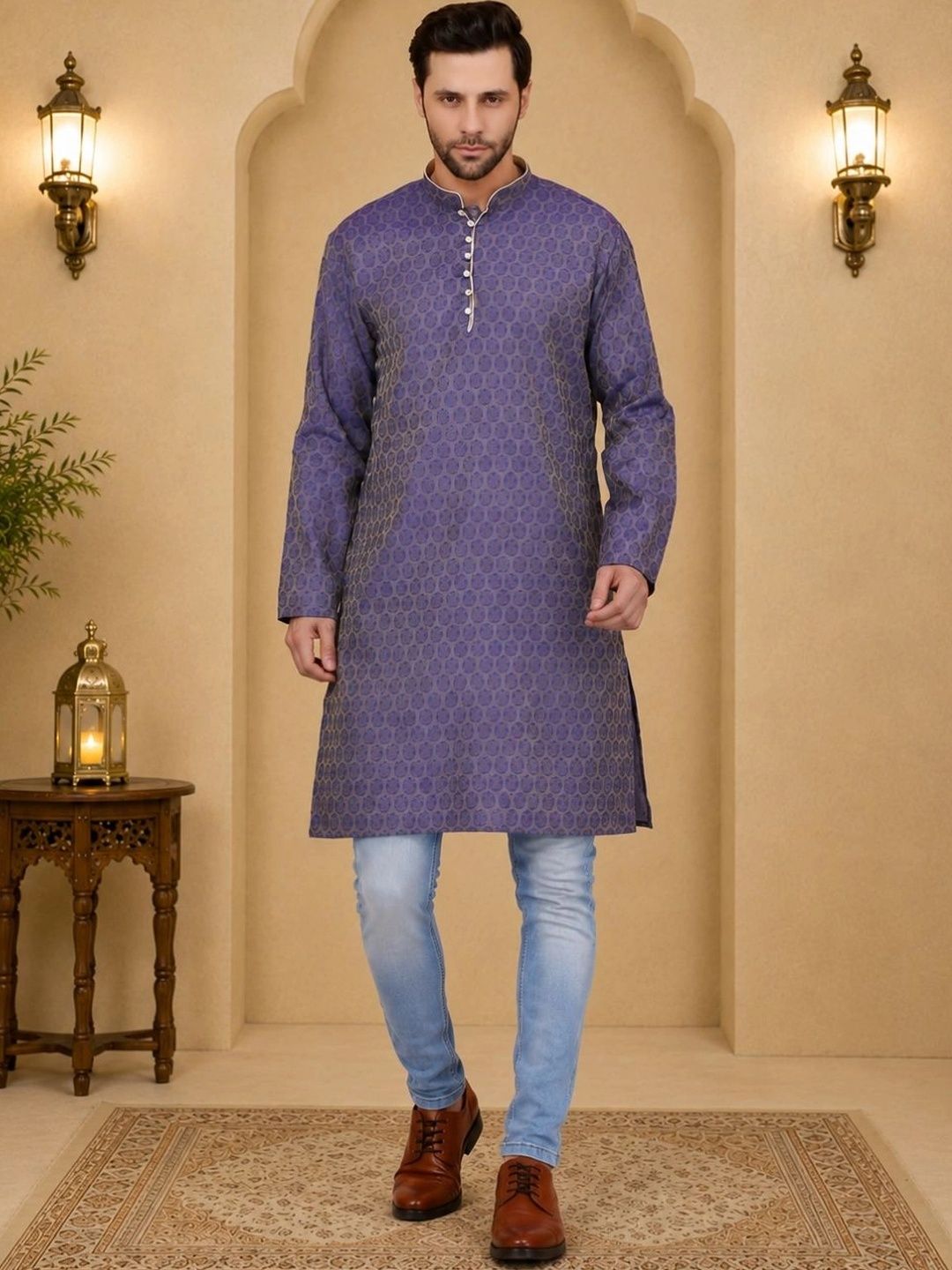 Sydney Heights Men Jacquard Kurta-picture-44
