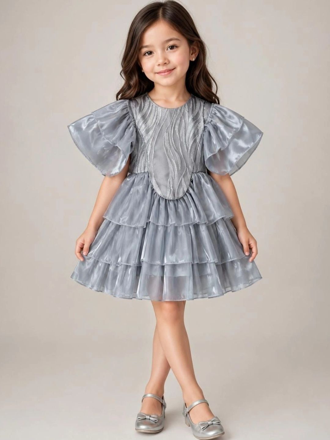 Bella Moda Embellished Puff Sleeve Ruffled Fit & Flare Dress-image-33