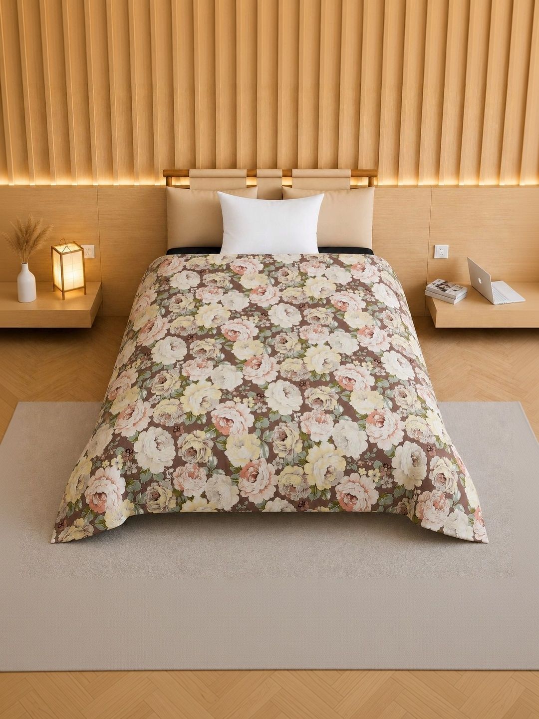 TINDLER KNOTS Brown Floral Printed Single Duvet Cover-picture-31