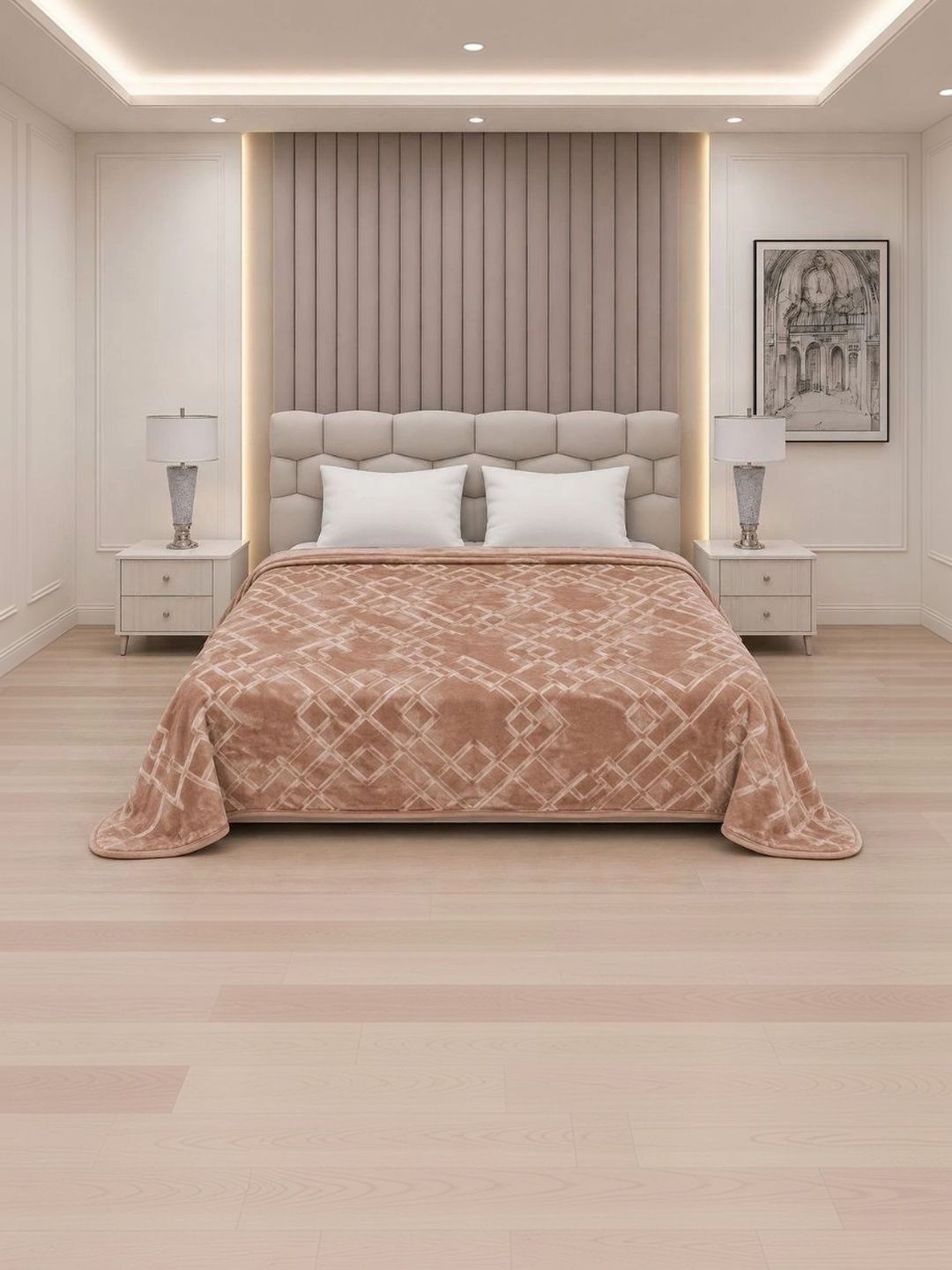 Signature Champagne Geometric Mild Winter 600 GSM Blanket-image-27