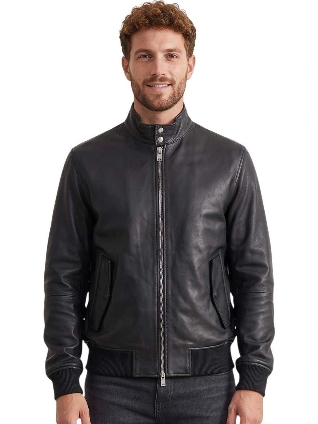 BOSS Men Leather Bomber Jacket-picture-54