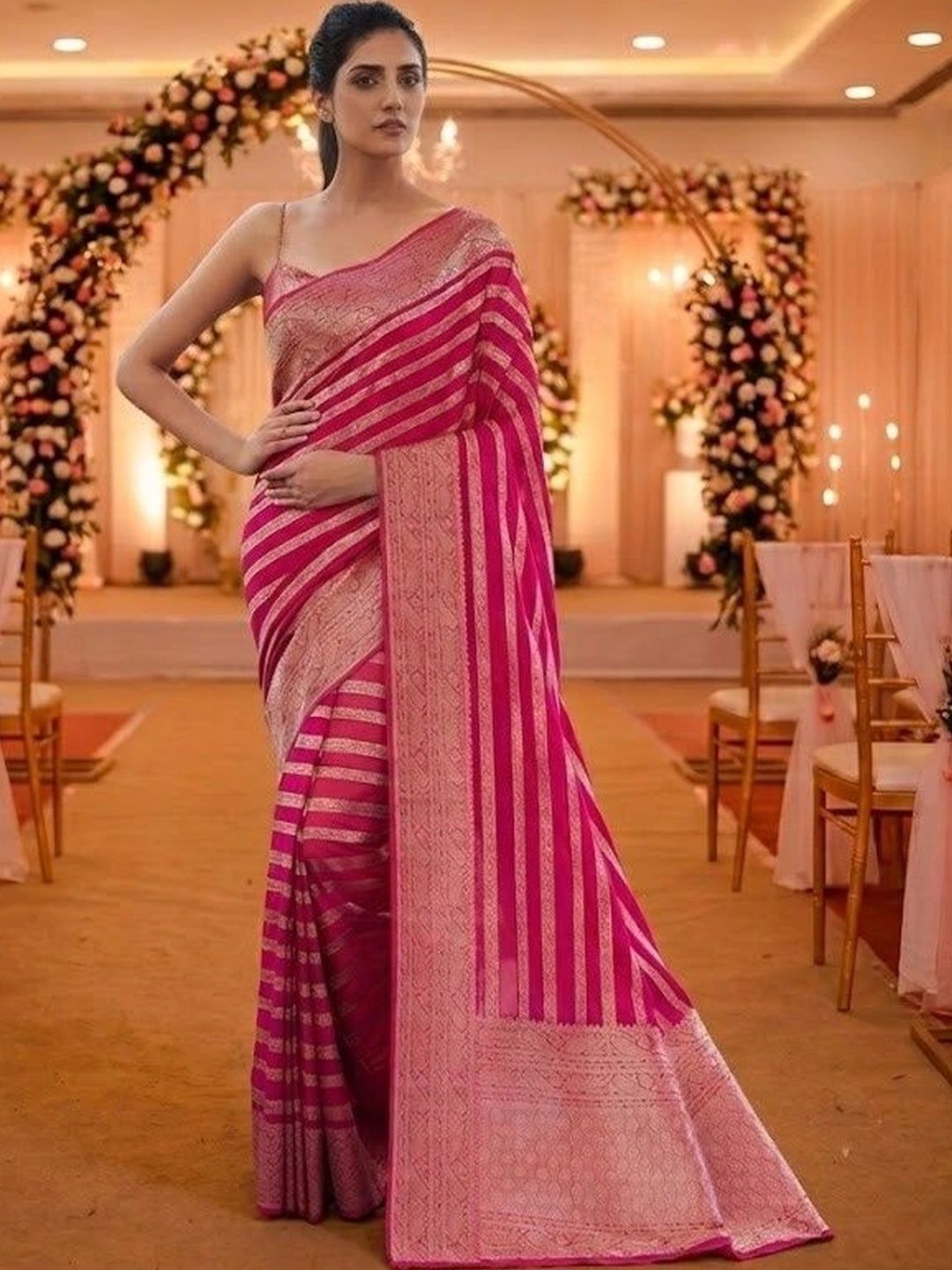 RUTVA FASHION Woven Design Zari Pure Silk Banarasi Saree-picture-37