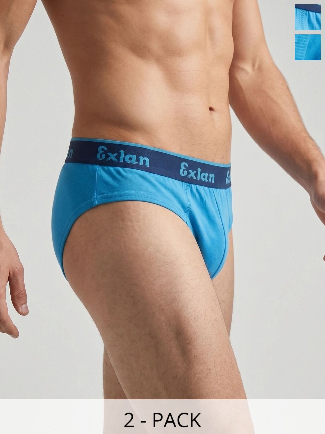 Exlan Men Pack of 2 Colourblocked Anti Bacterial Cotton Bikini-picture-52