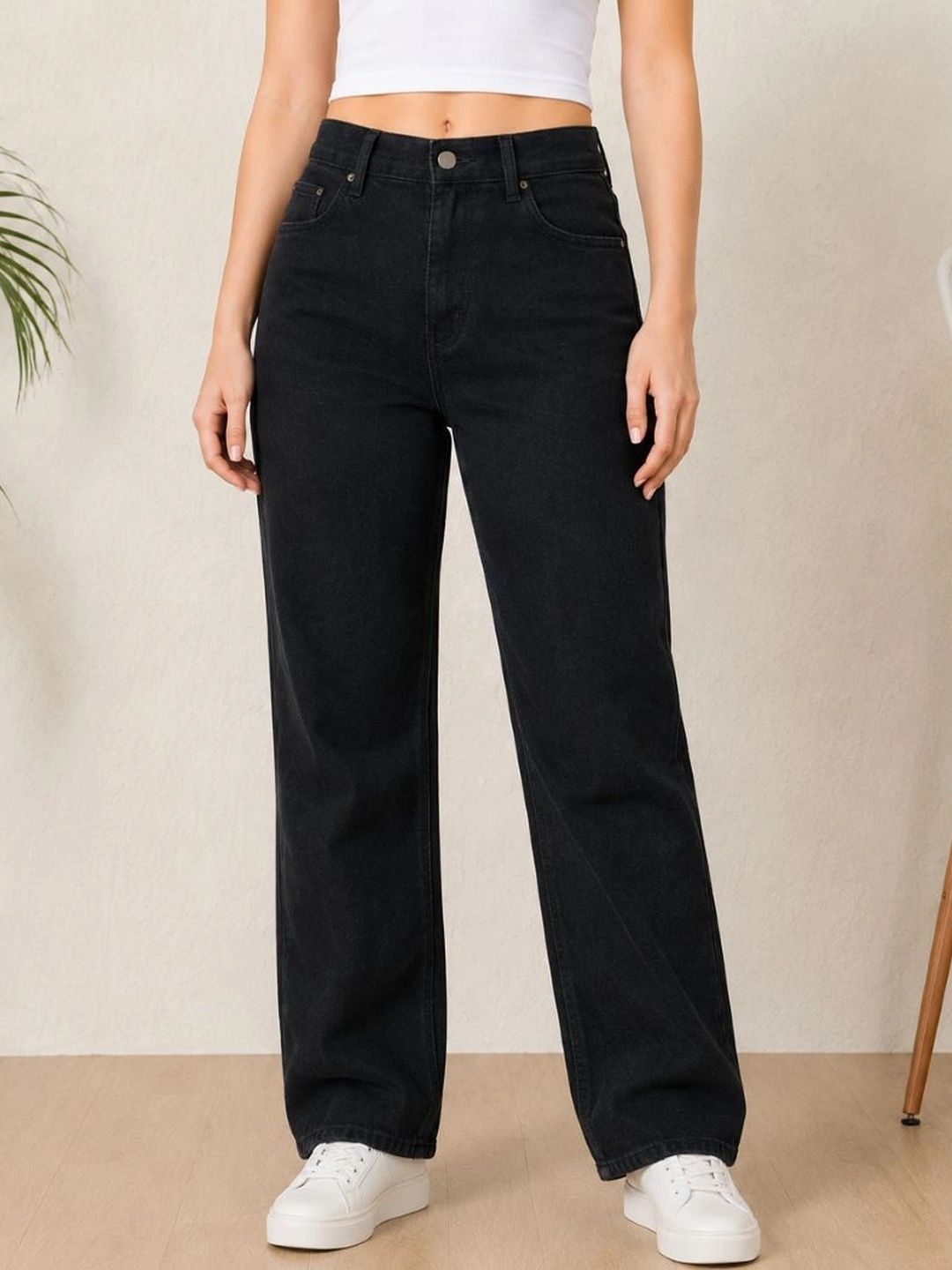 HERE&NOW Women Classic Relaxed Fit Mid-Rise Stretchable Jeans-picture-40