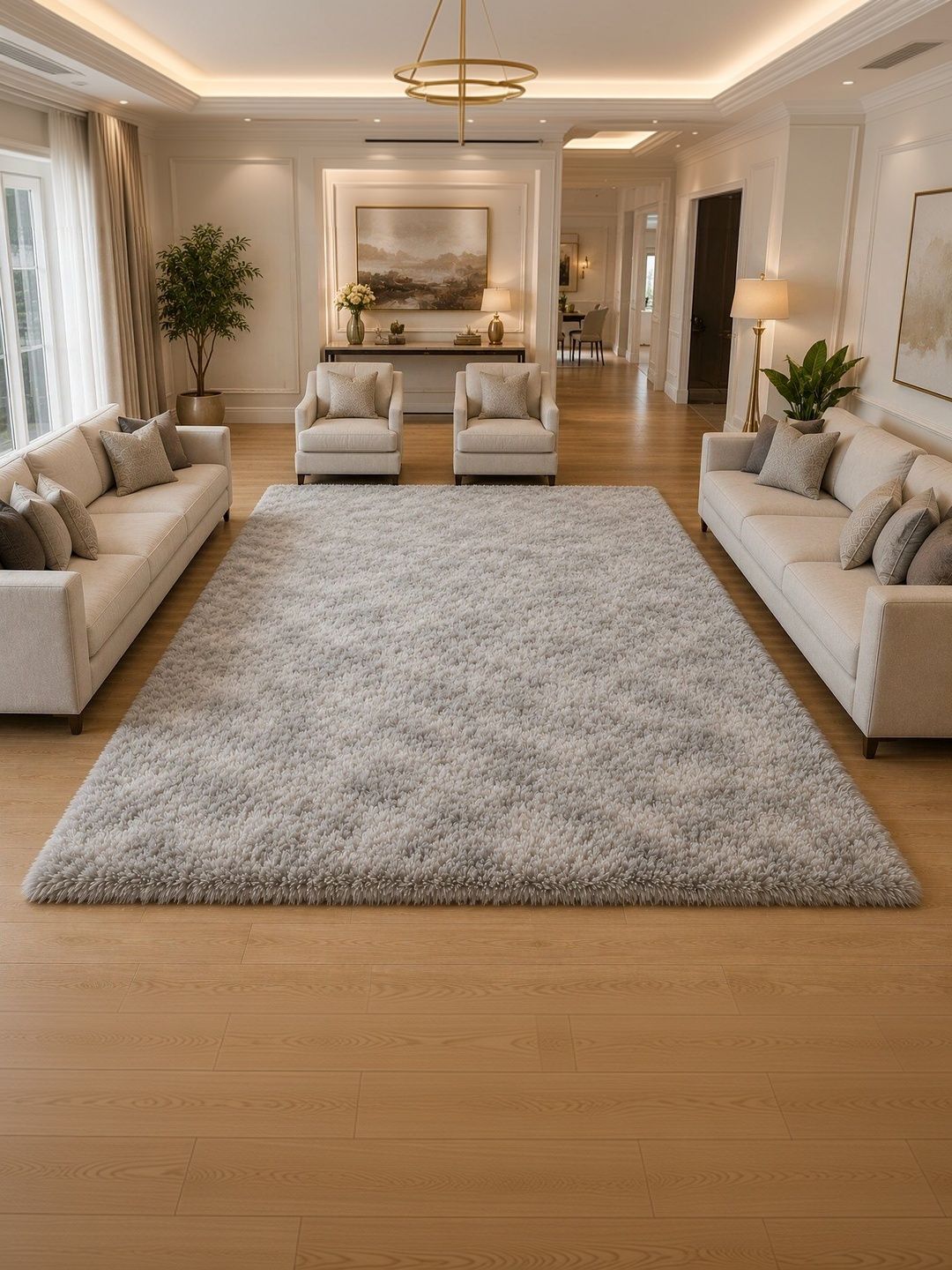 KAYNAT CARPET Silver-Toned Solid Shaggy Woollen Carpet-picture-14