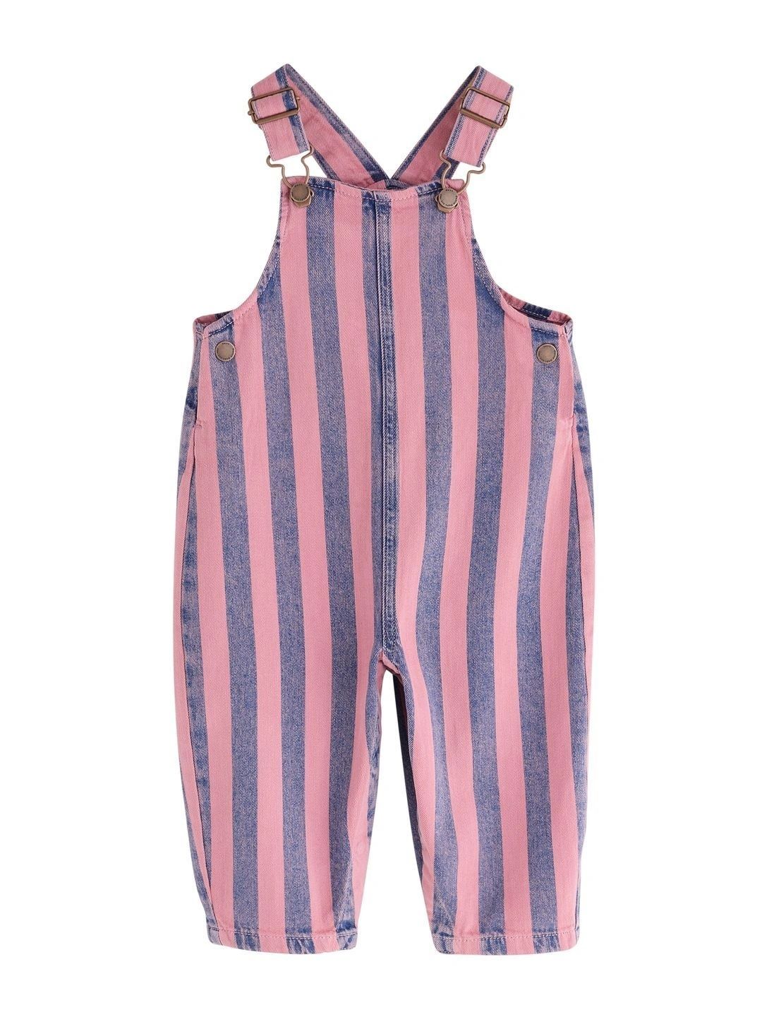 NEXT Girls Striped Denim Dungarees-picture-26