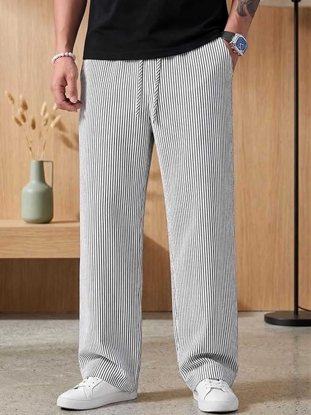 FLYWIND Men Regular Fit Striped Training Track Pants-picture-25