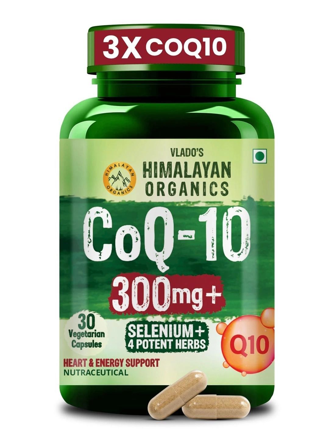 Vlados Himalayan Organics CoQ10 300mg with Selenium & Herbs - 30 Veg Capsules-image-8