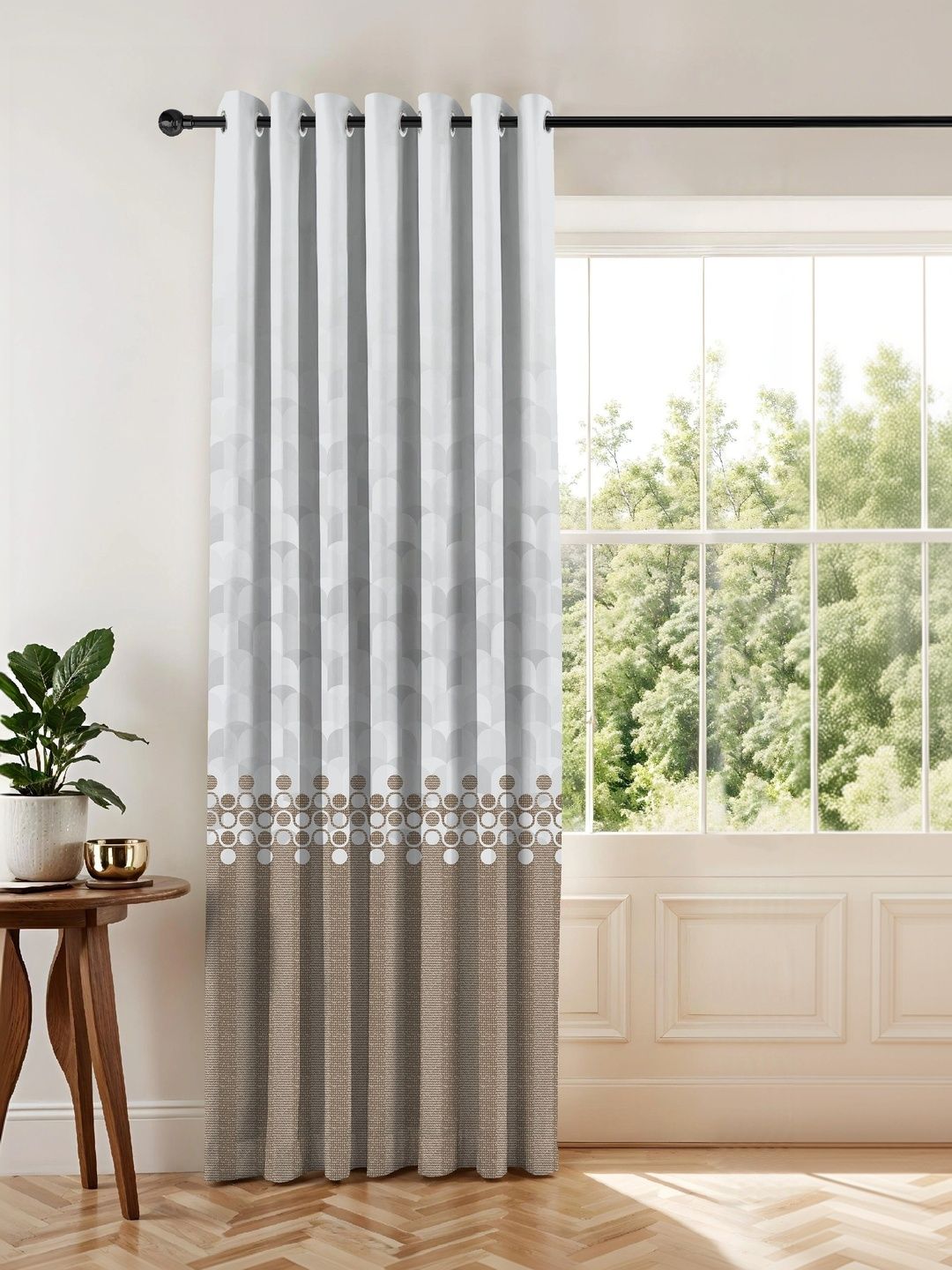 Nefertiti Home Coffee Brown Geometric Room Darkening Long Door Curtain-picture-24