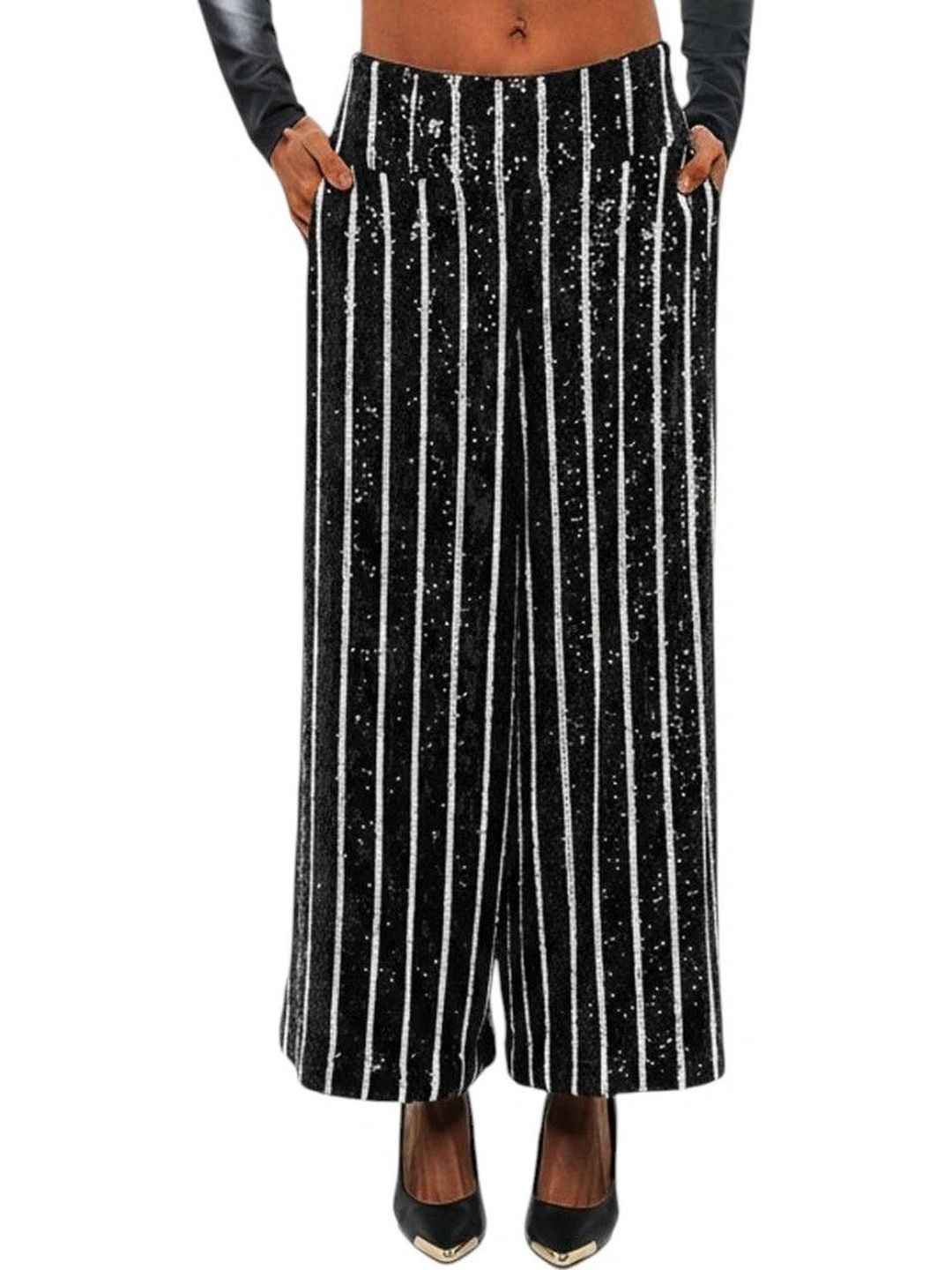 Balmain Women Striped Loose Fit High-Rise Trousers-picture-33