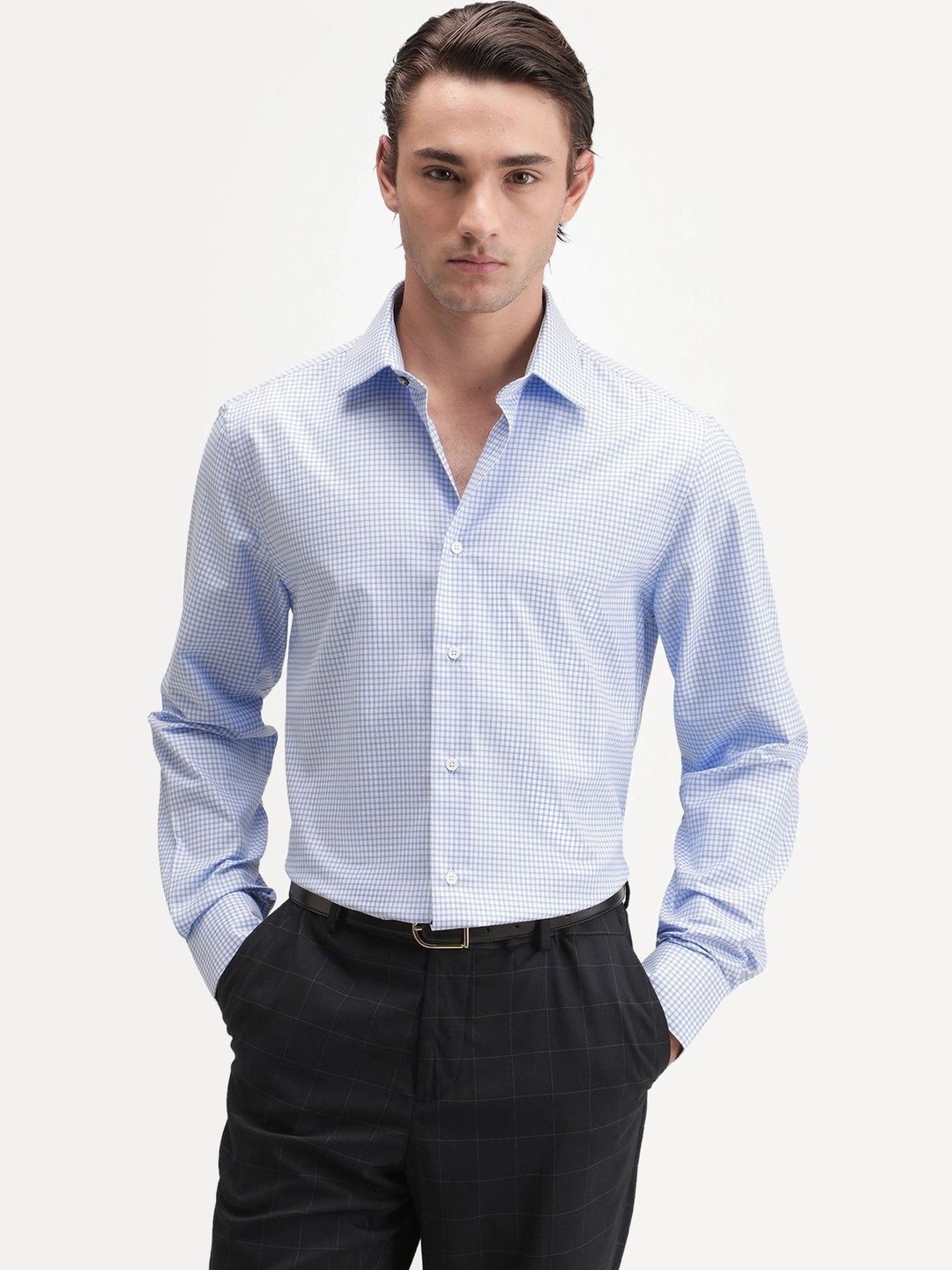 RARE RABBIT Men Gingham Checks Checked Formal Shirt-picture-18