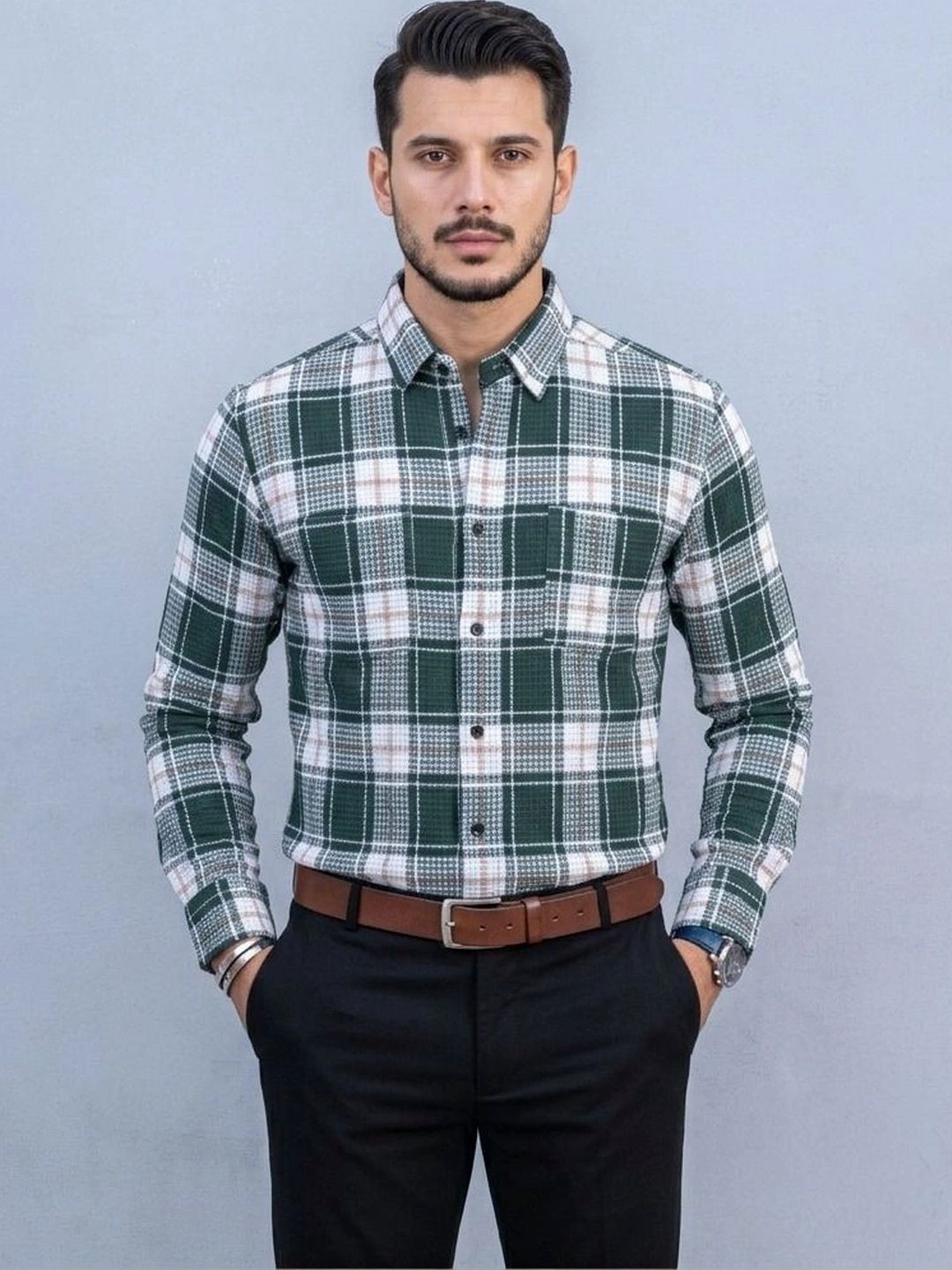 TUSHREE BOUTIQUE Men Classic Tartan Checks Checked Casual Shirt-picture-24