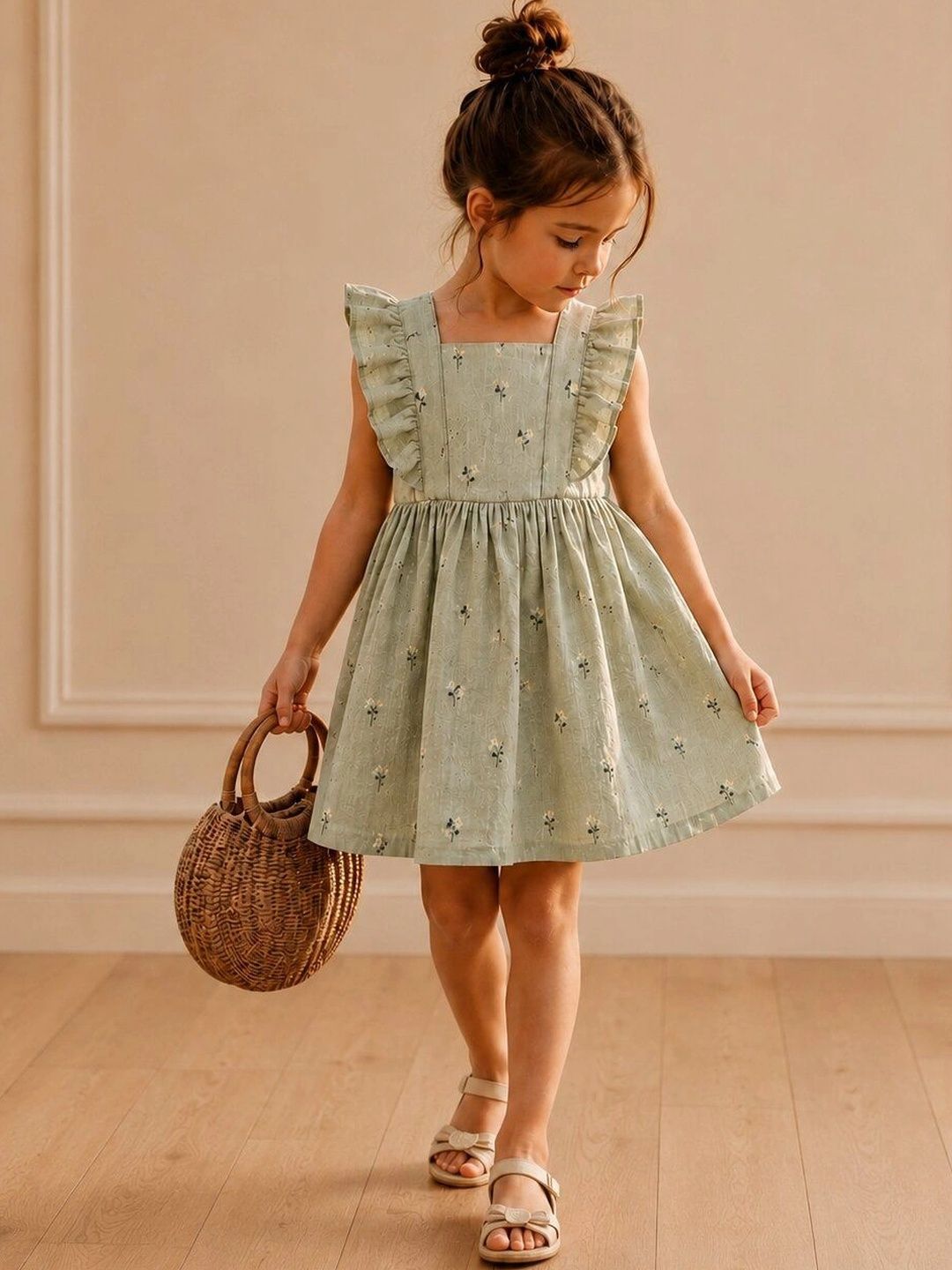 Parentree organics Floral Print Ruffled A-Line Dress-picture-15